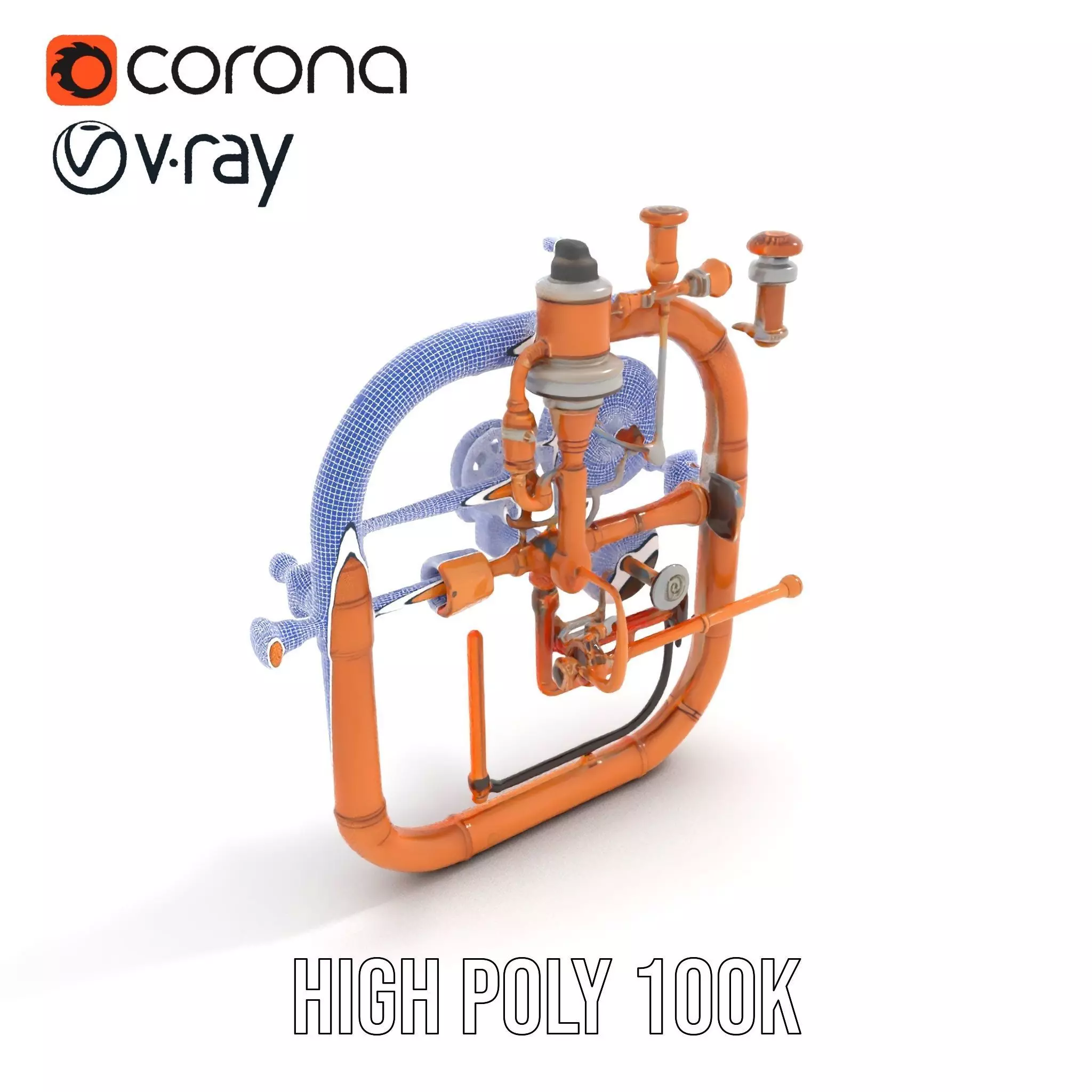 Copper Steampunk Mechanism model pack Low-poly 3D model_32