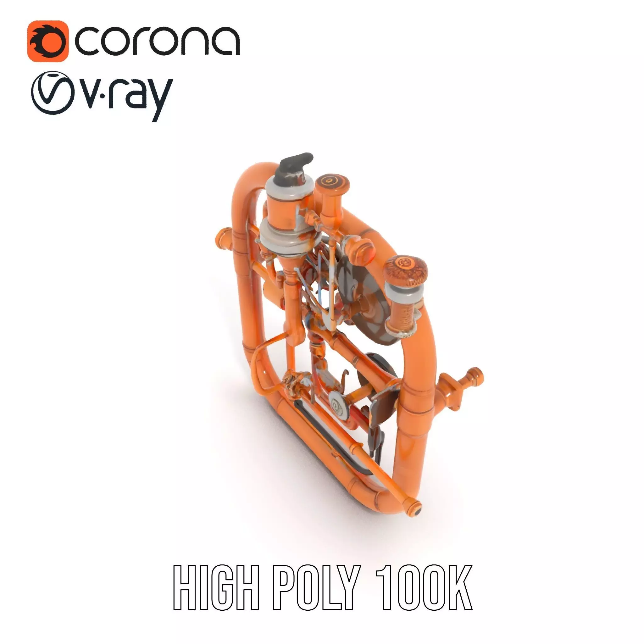 Copper Steampunk Mechanism model pack Low-poly 3D model_23