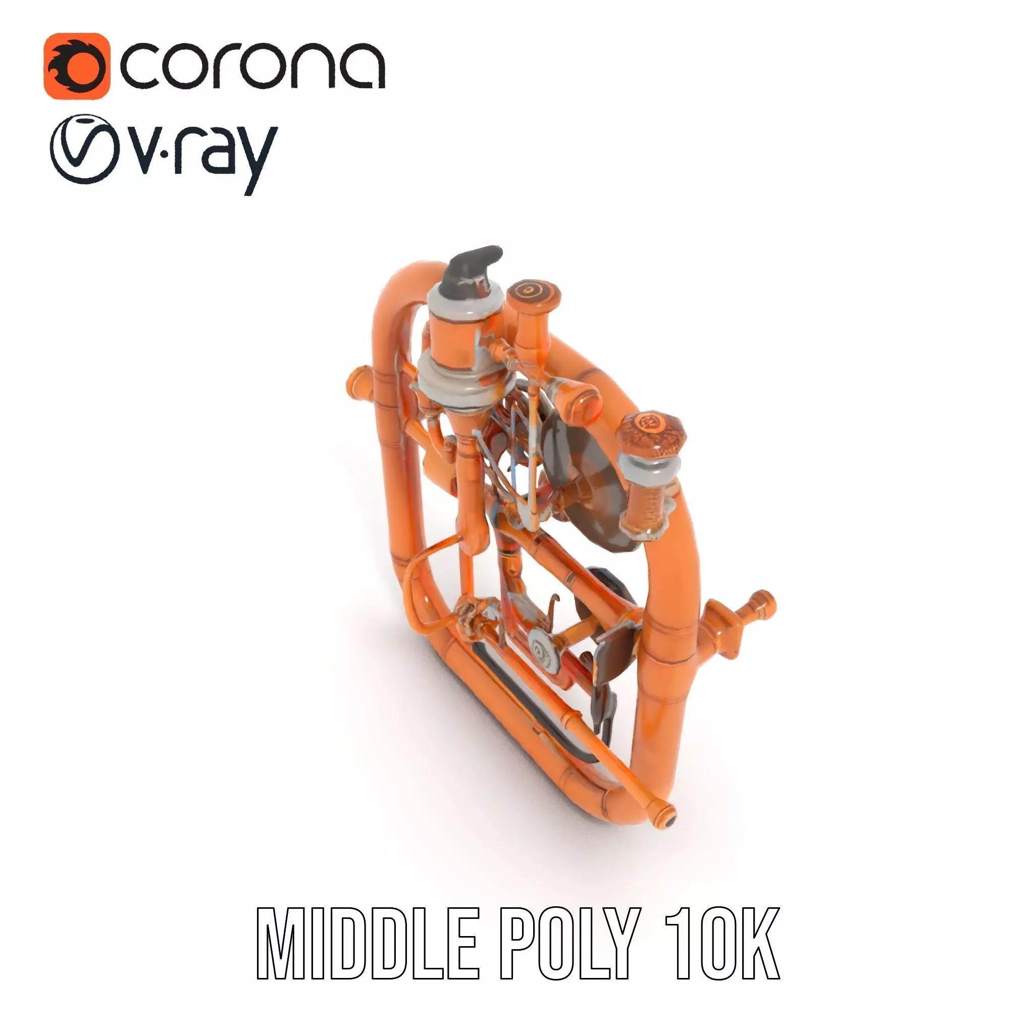 Copper Steampunk Mechanism model pack Low-poly 3D model_11