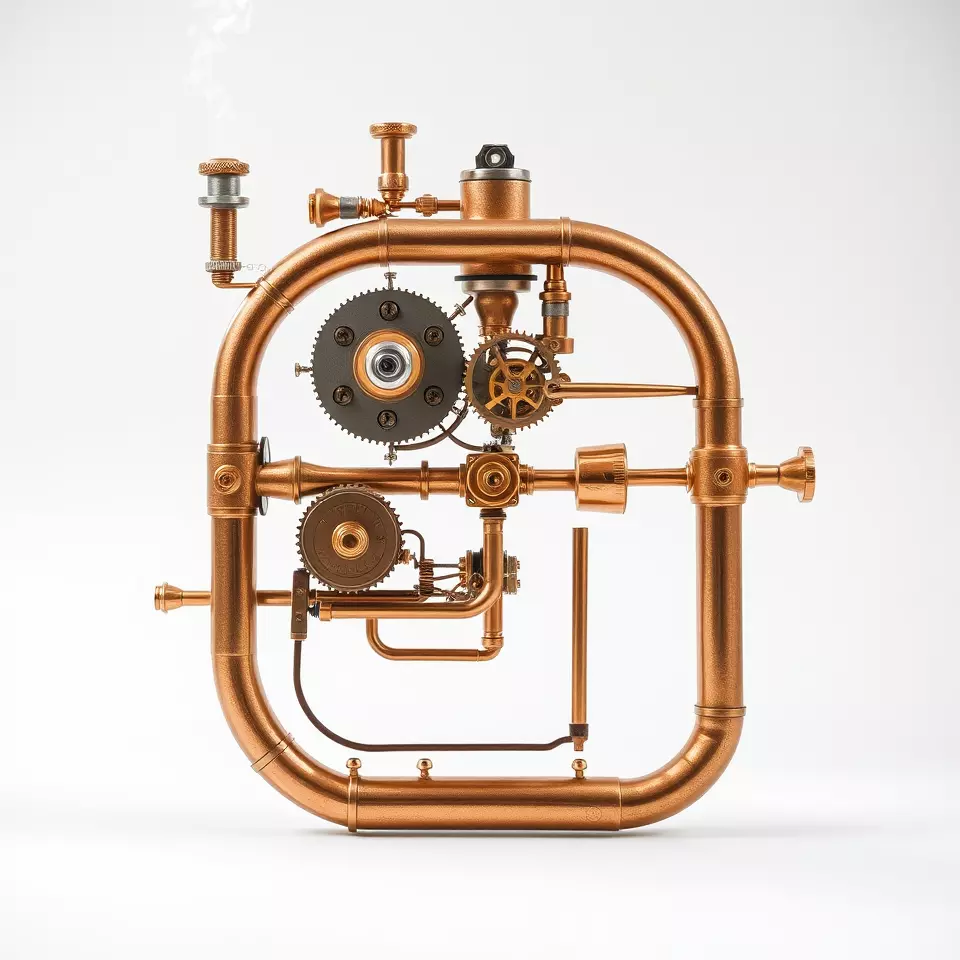 Copper Steampunk Mechanism model pack Low-poly 3D model_2