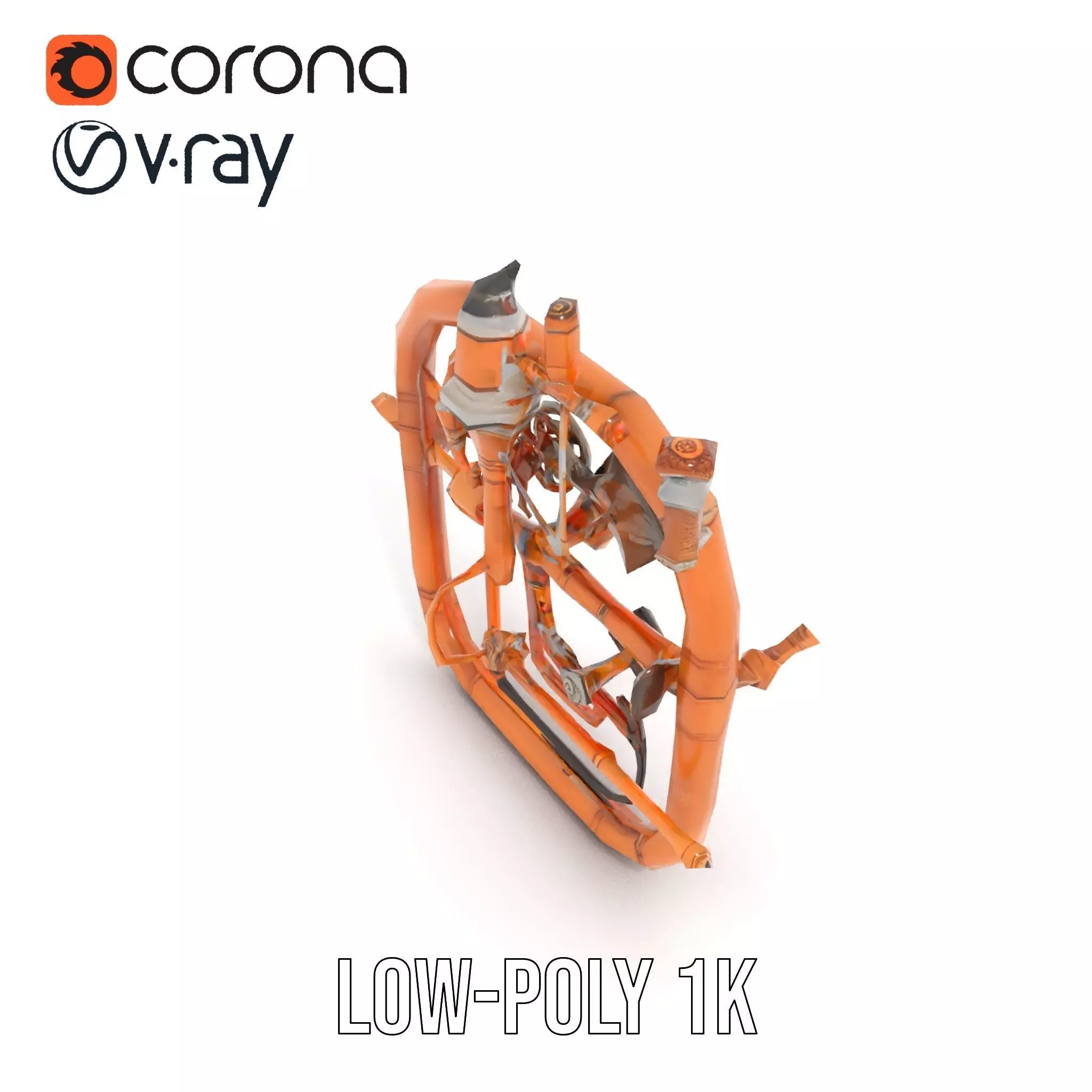 Copper Steampunk Mechanism model pack Low-poly 3D model_22