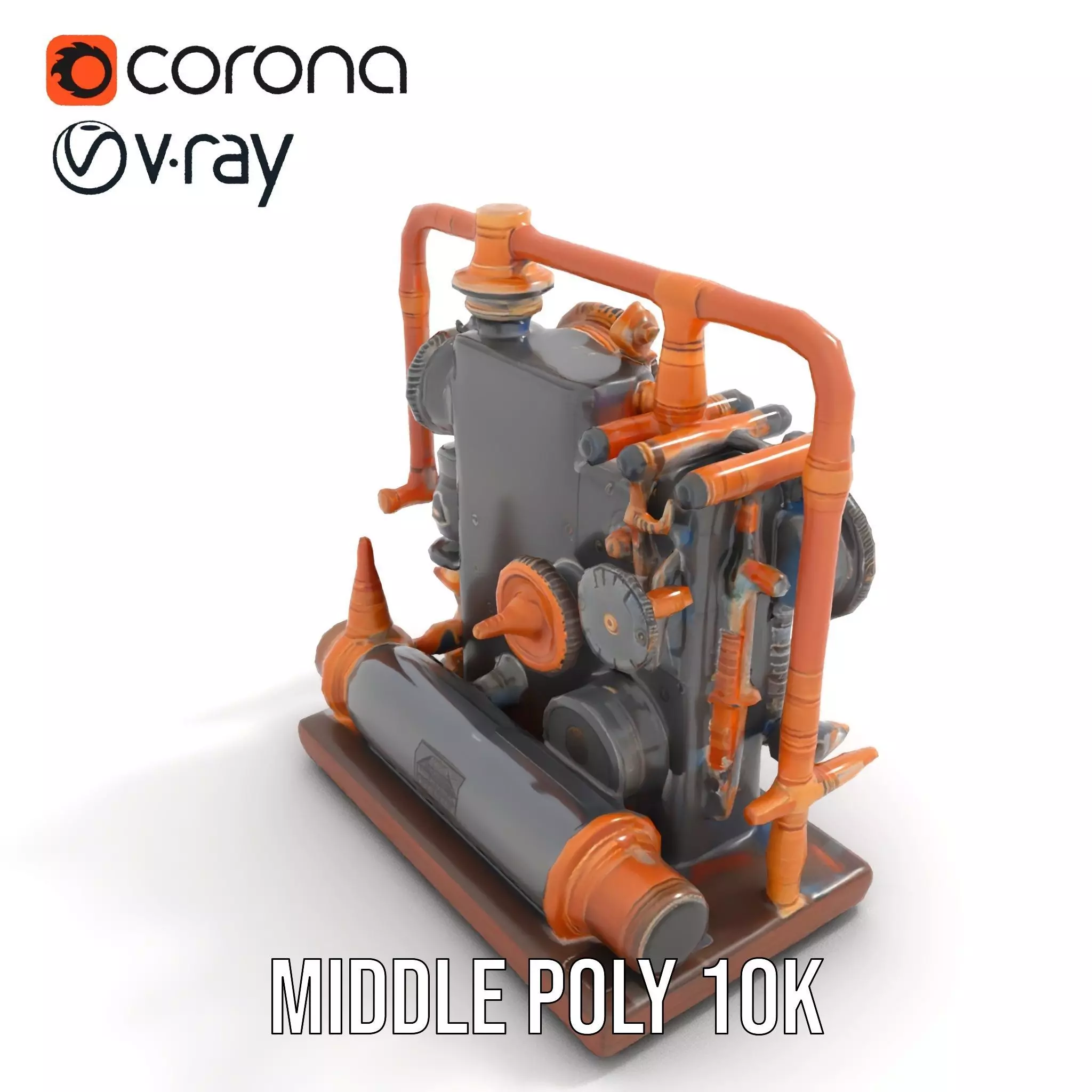 Steampunk Gear Machine model pack Low-poly 3D model_5