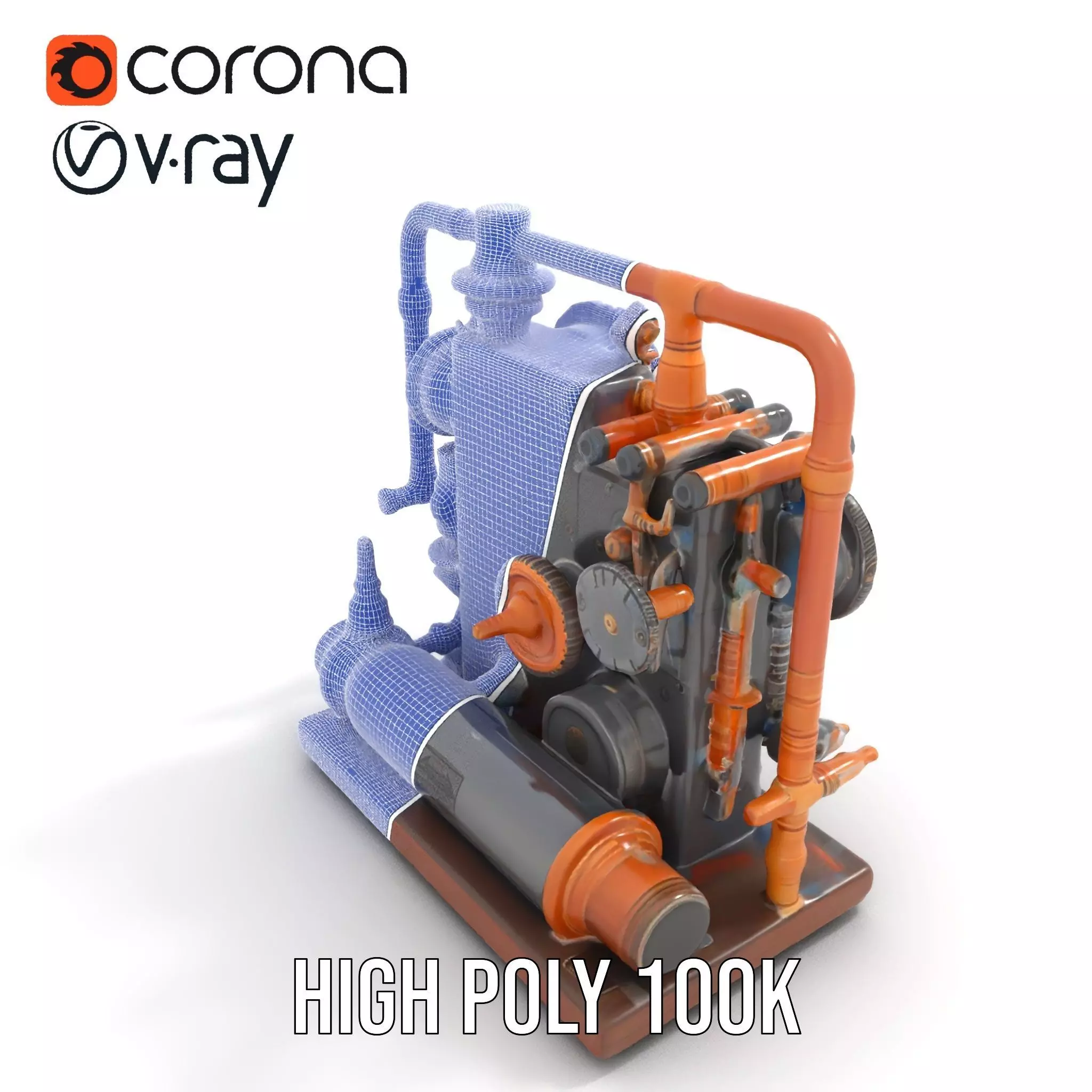 Steampunk Gear Machine model pack Low-poly 3D model_33