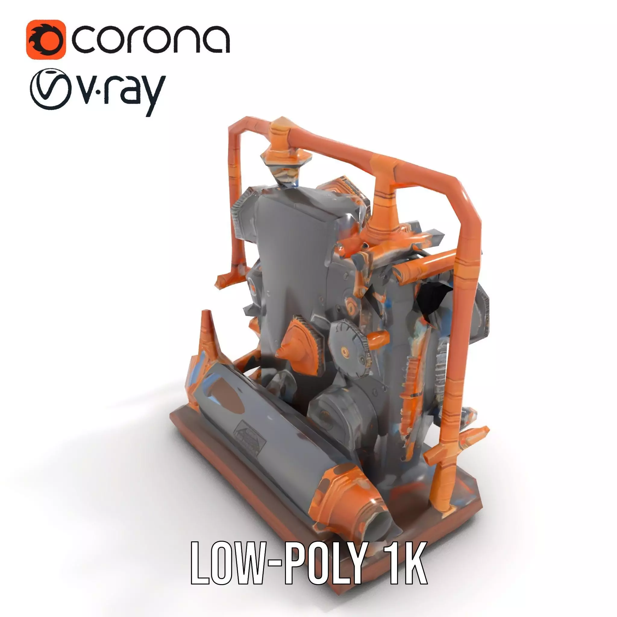 Steampunk Gear Machine model pack Low-poly 3D model_7