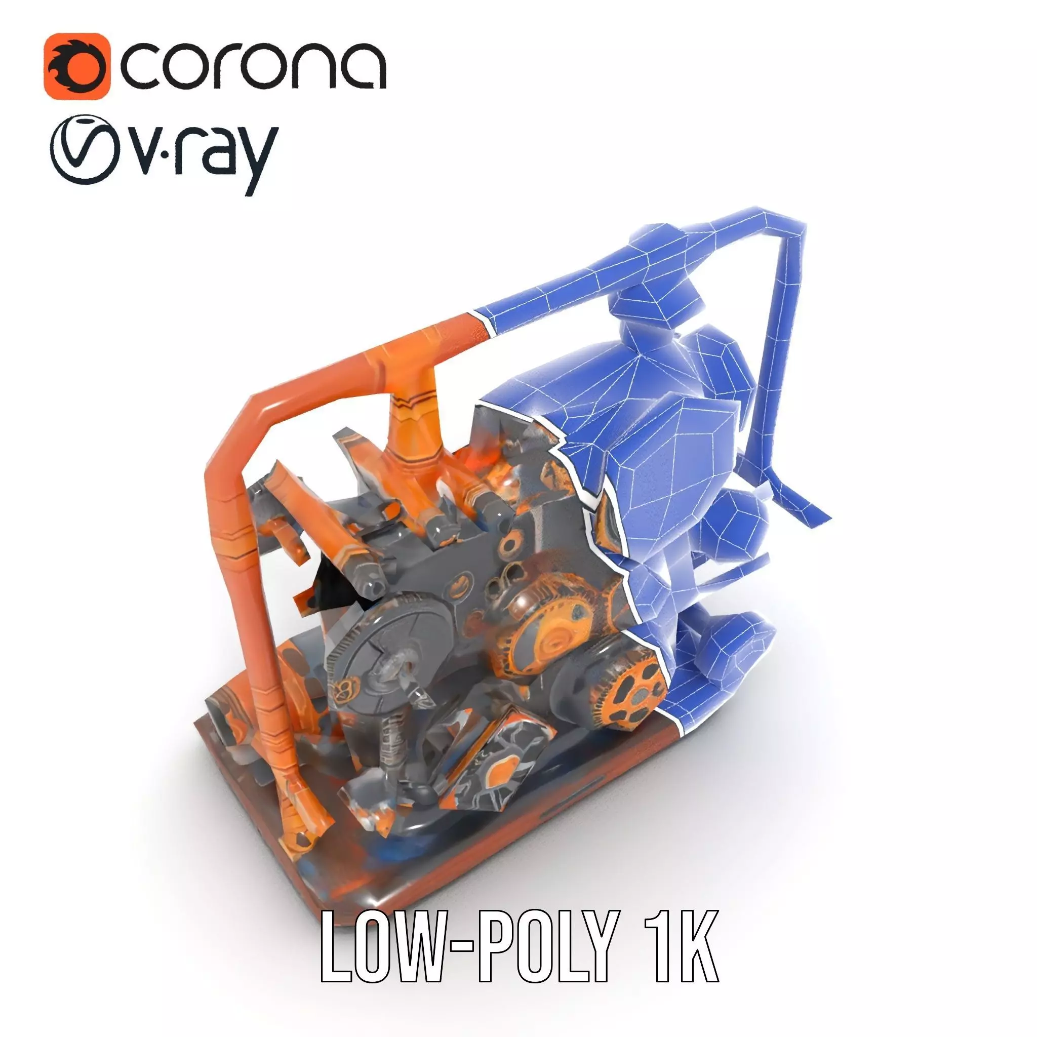 Steampunk Gear Machine model pack Low-poly 3D model_22