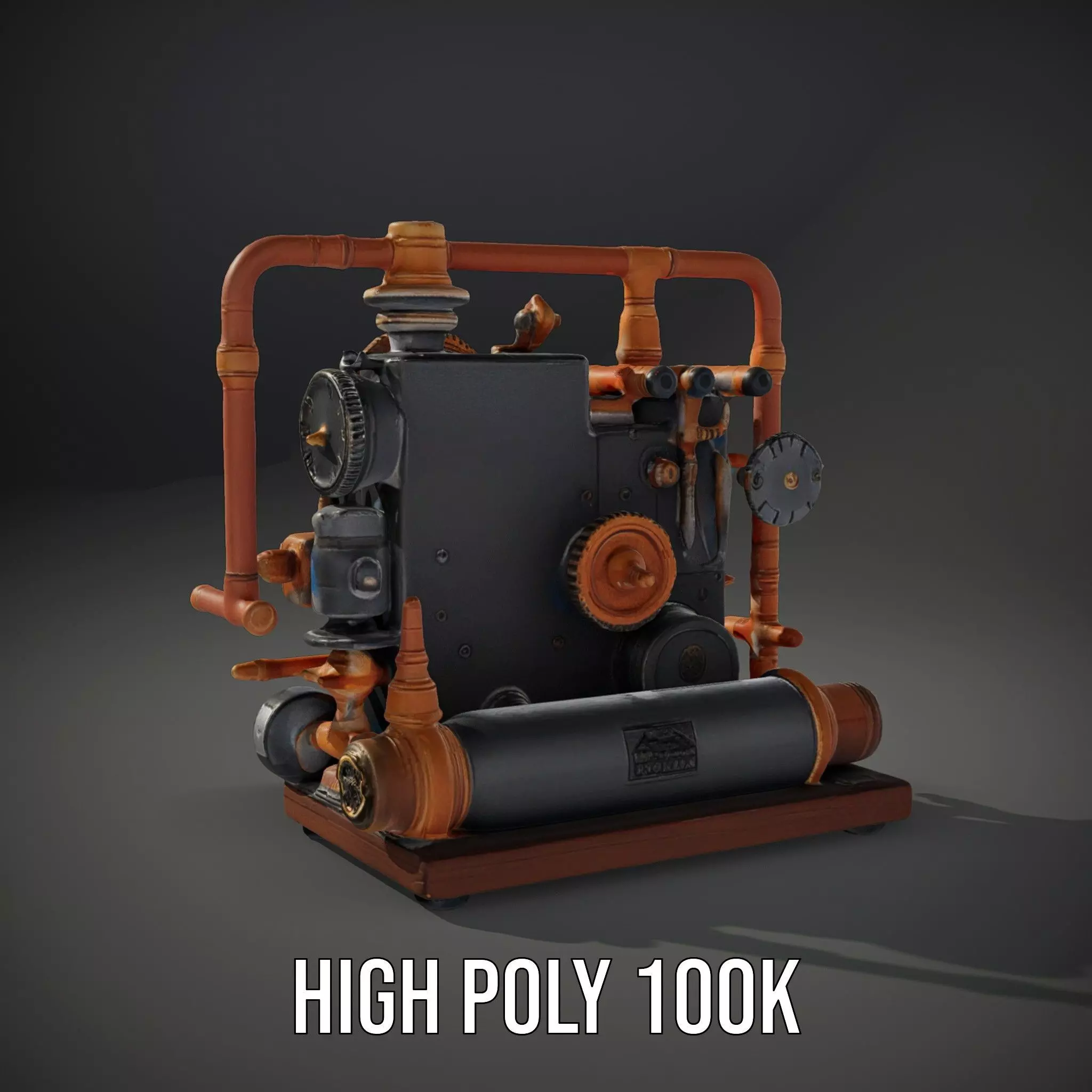 Steampunk Gear Machine model pack Low-poly 3D model_8