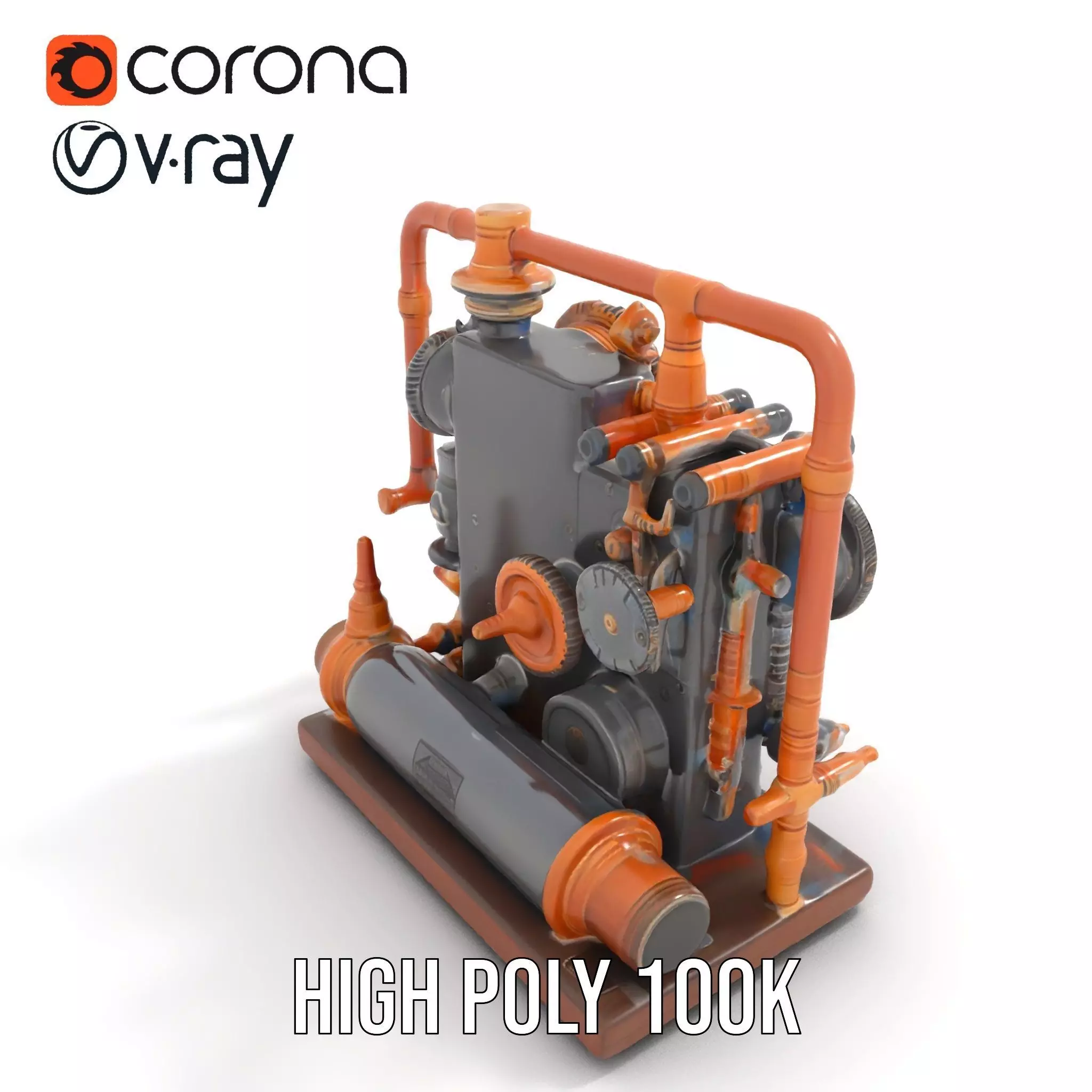 Steampunk Gear Machine model pack Low-poly 3D model_18