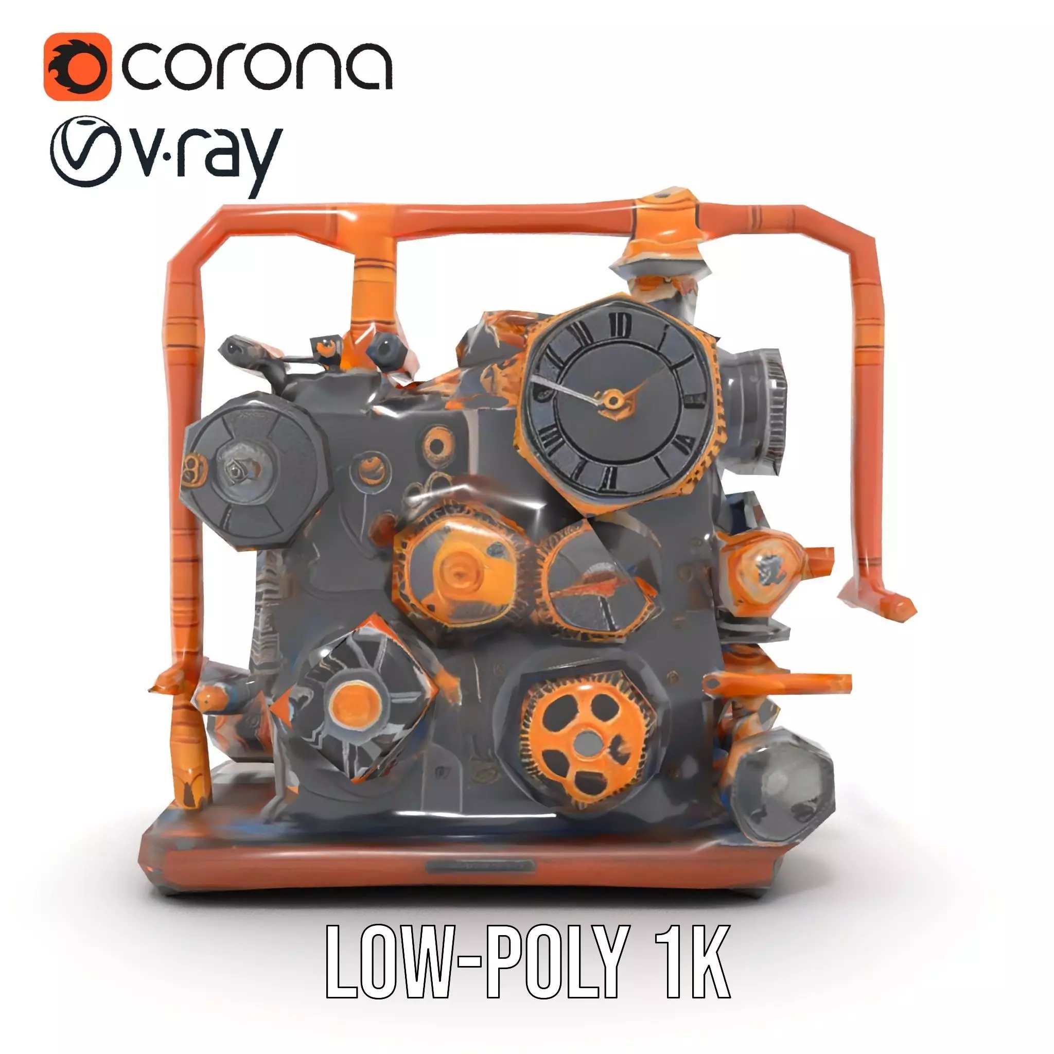 Steampunk Gear Machine model pack Low-poly 3D model_14