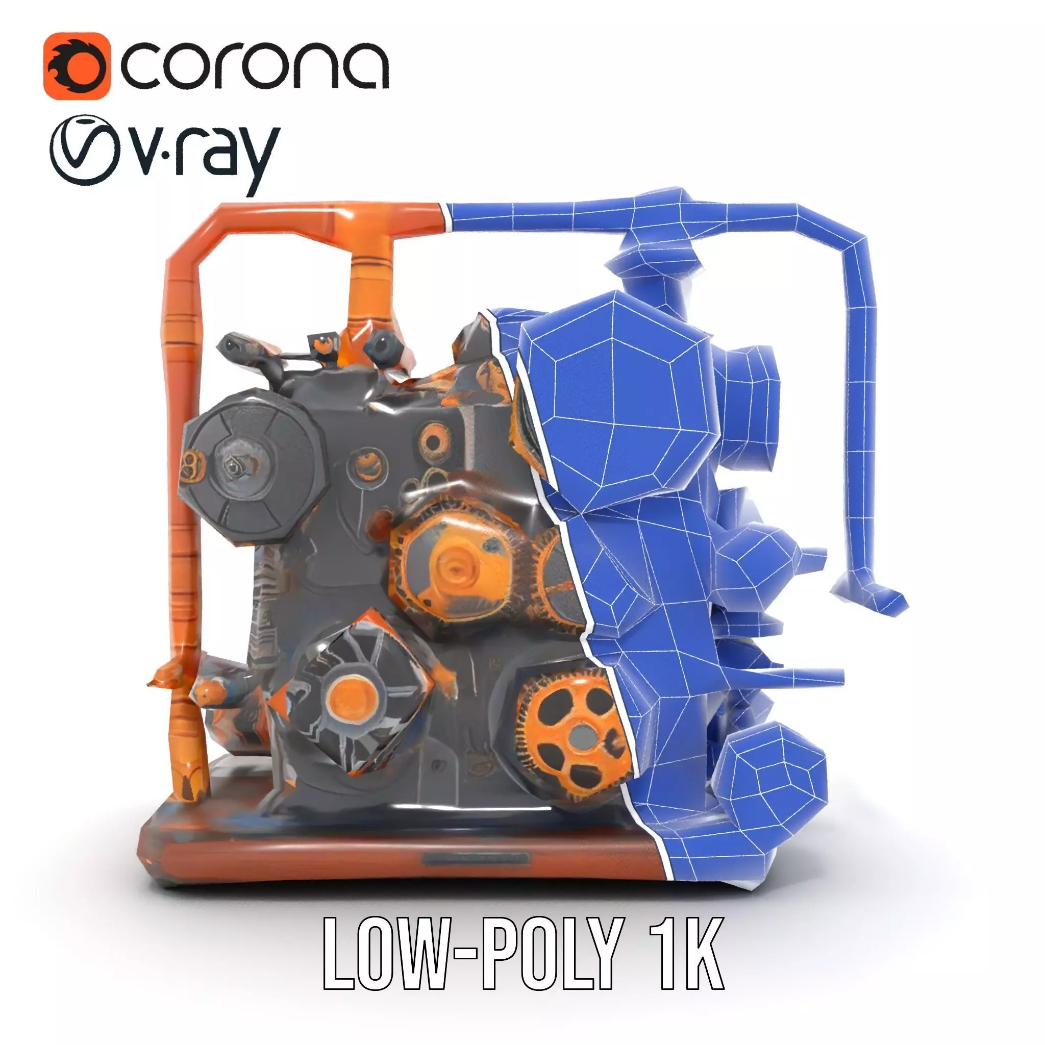 Steampunk Gear Machine model pack Low-poly 3D model_20