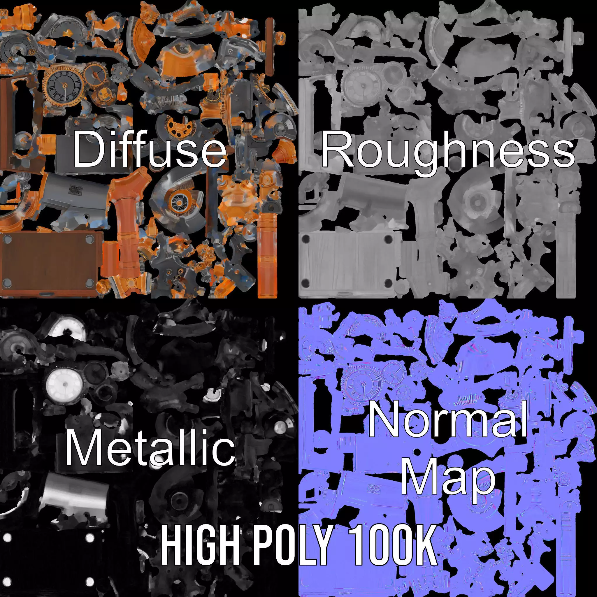 Steampunk Gear Machine model pack Low-poly 3D model_3