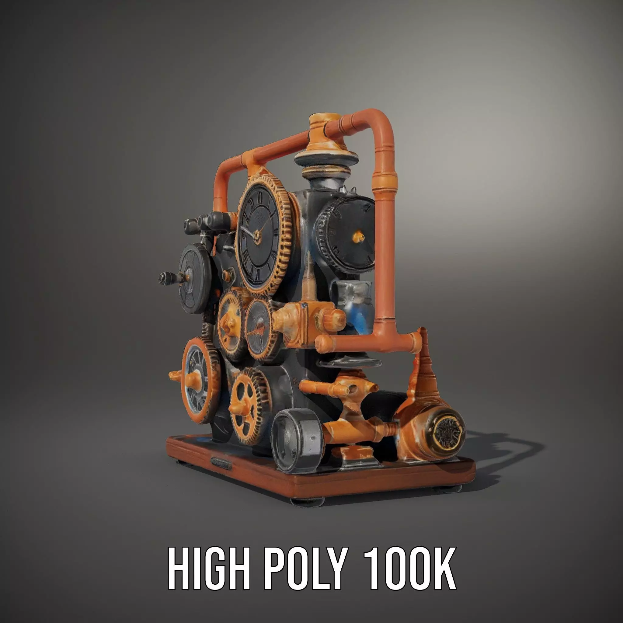 Steampunk Gear Machine model pack Low-poly 3D model_10