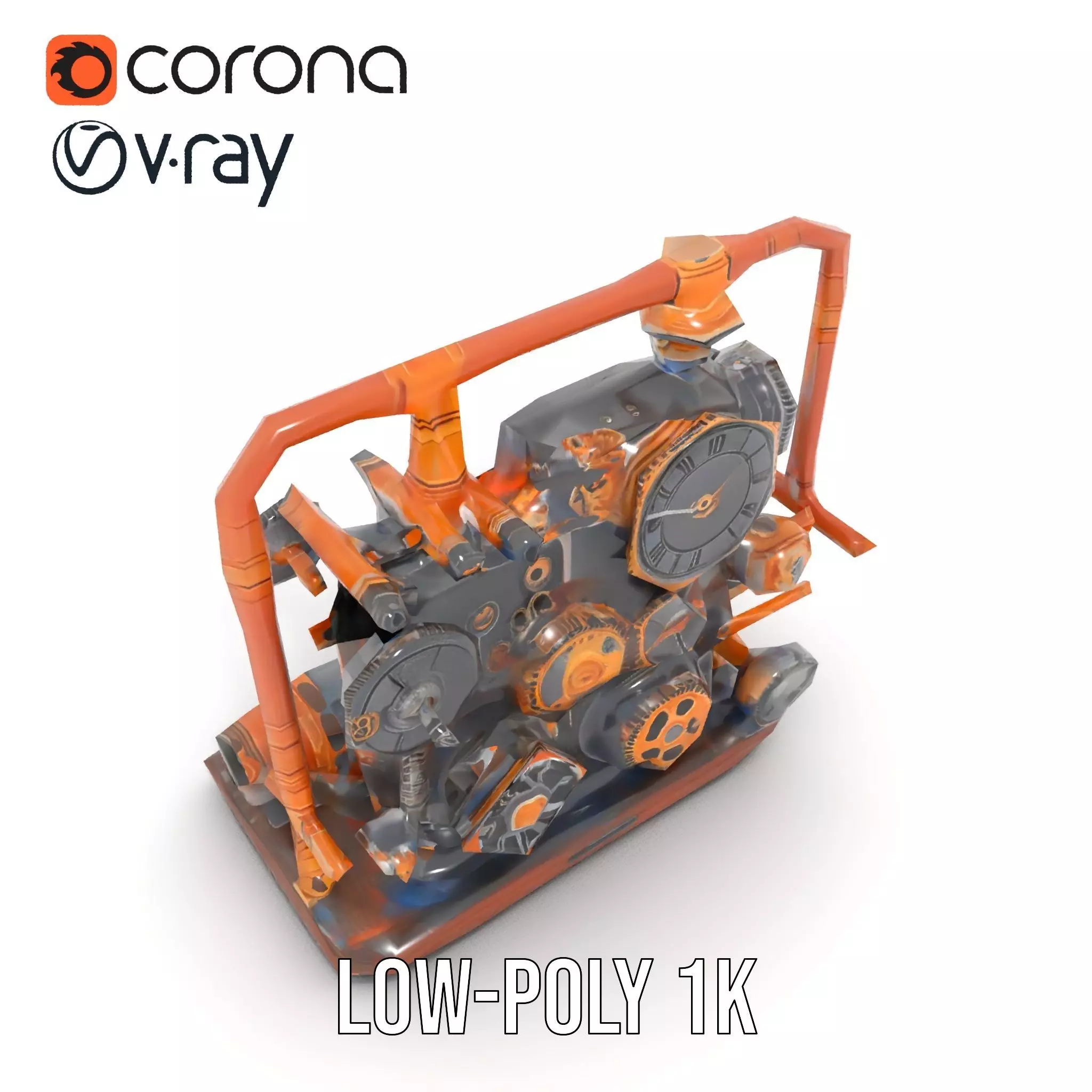 Steampunk Gear Machine model pack Low-poly 3D model_9