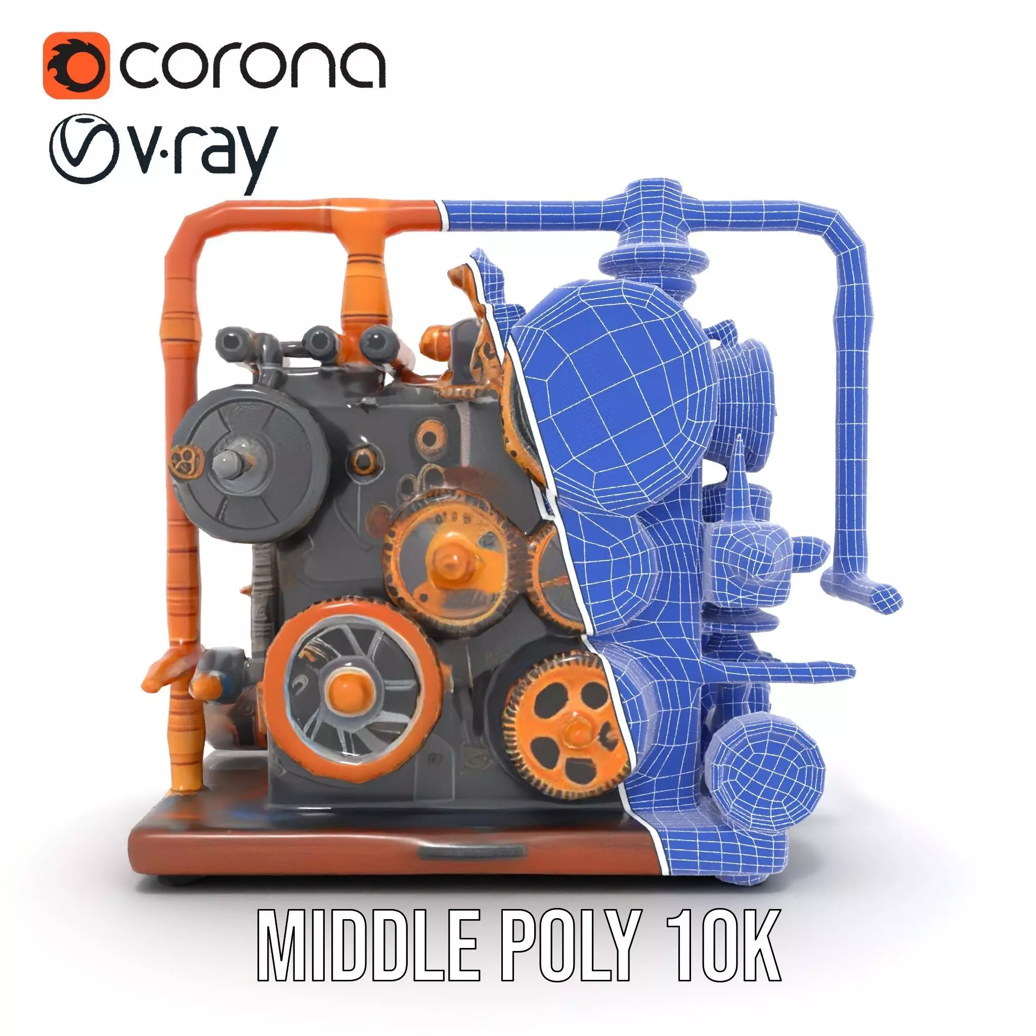 Steampunk Gear Machine model pack Low-poly 3D model_30