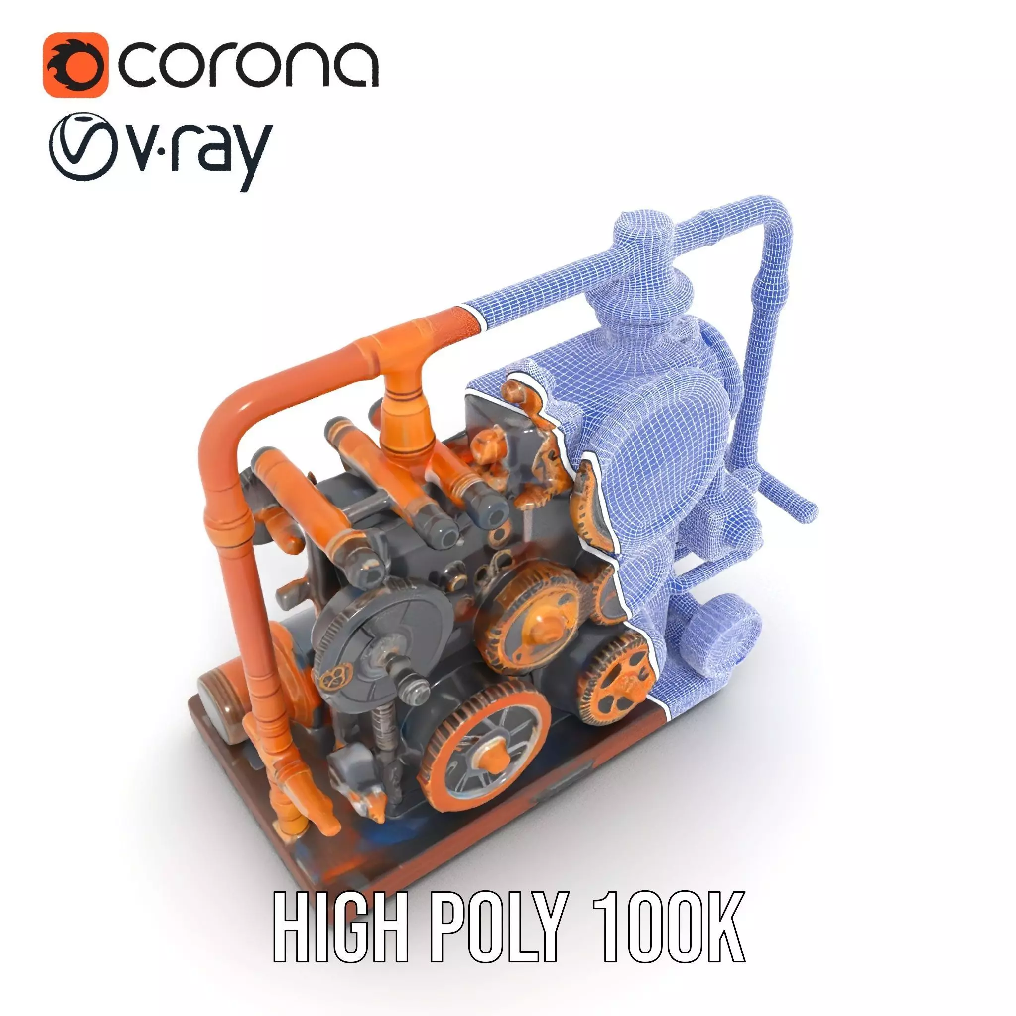 Steampunk Gear Machine model pack Low-poly 3D model_26