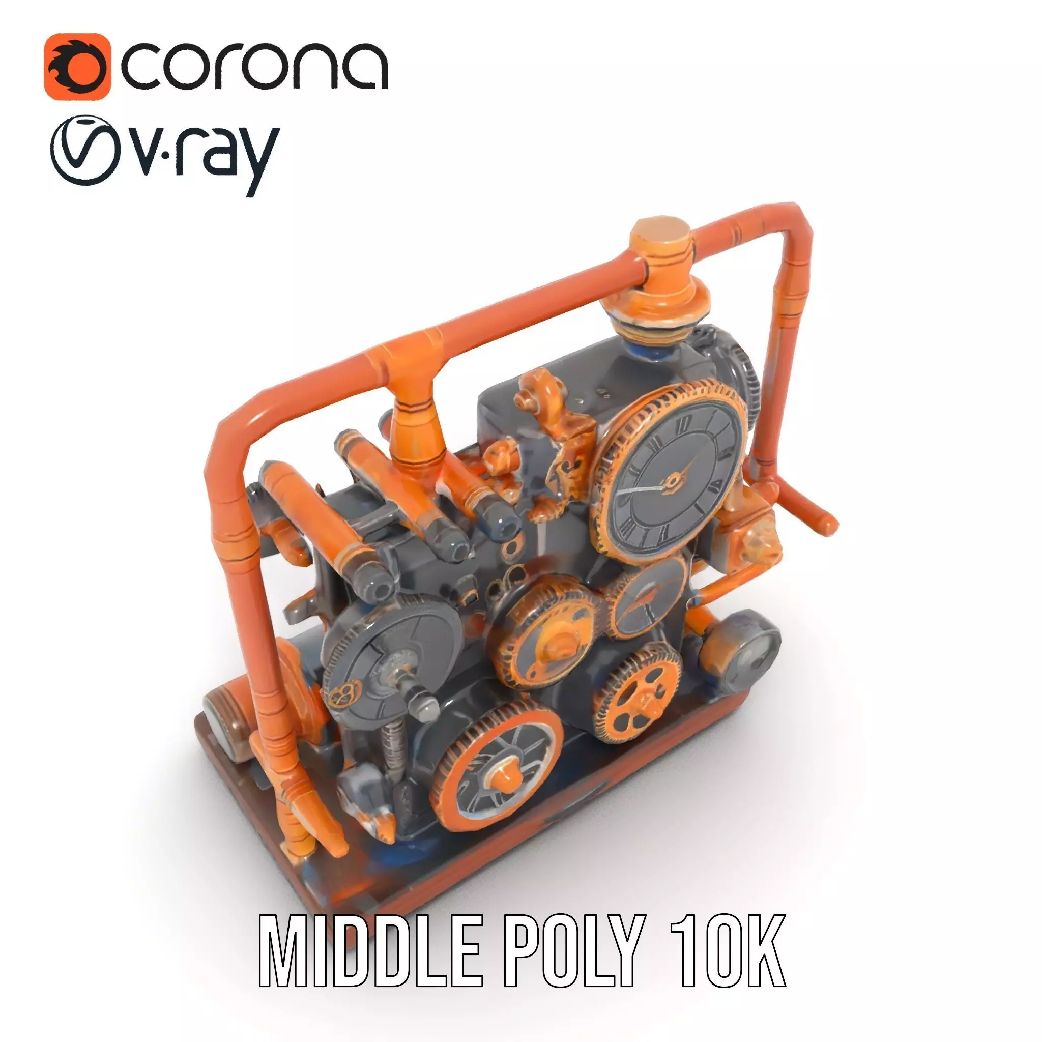 Steampunk Gear Machine model pack Low-poly 3D model_11