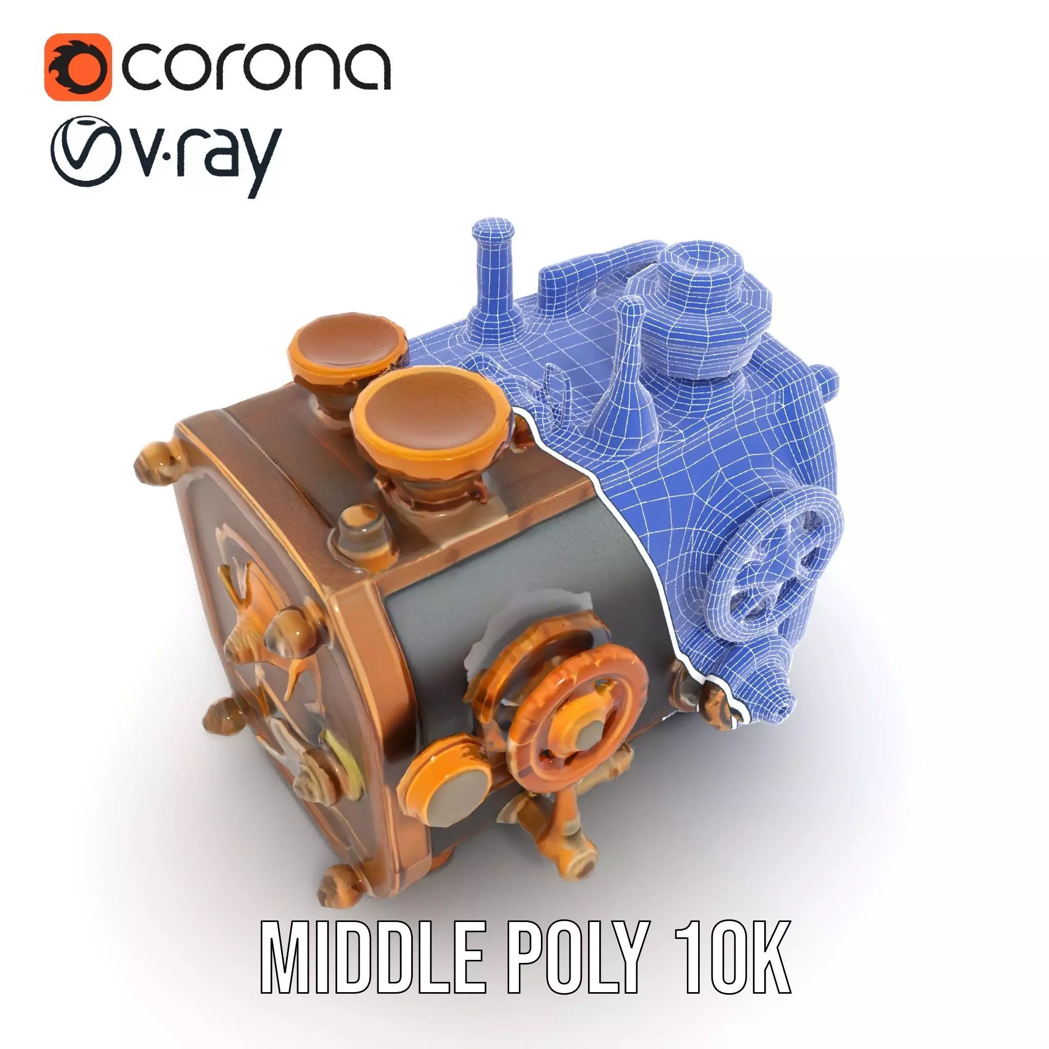 Bronze Steampunk Engine model pack Low-poly 3D model_18