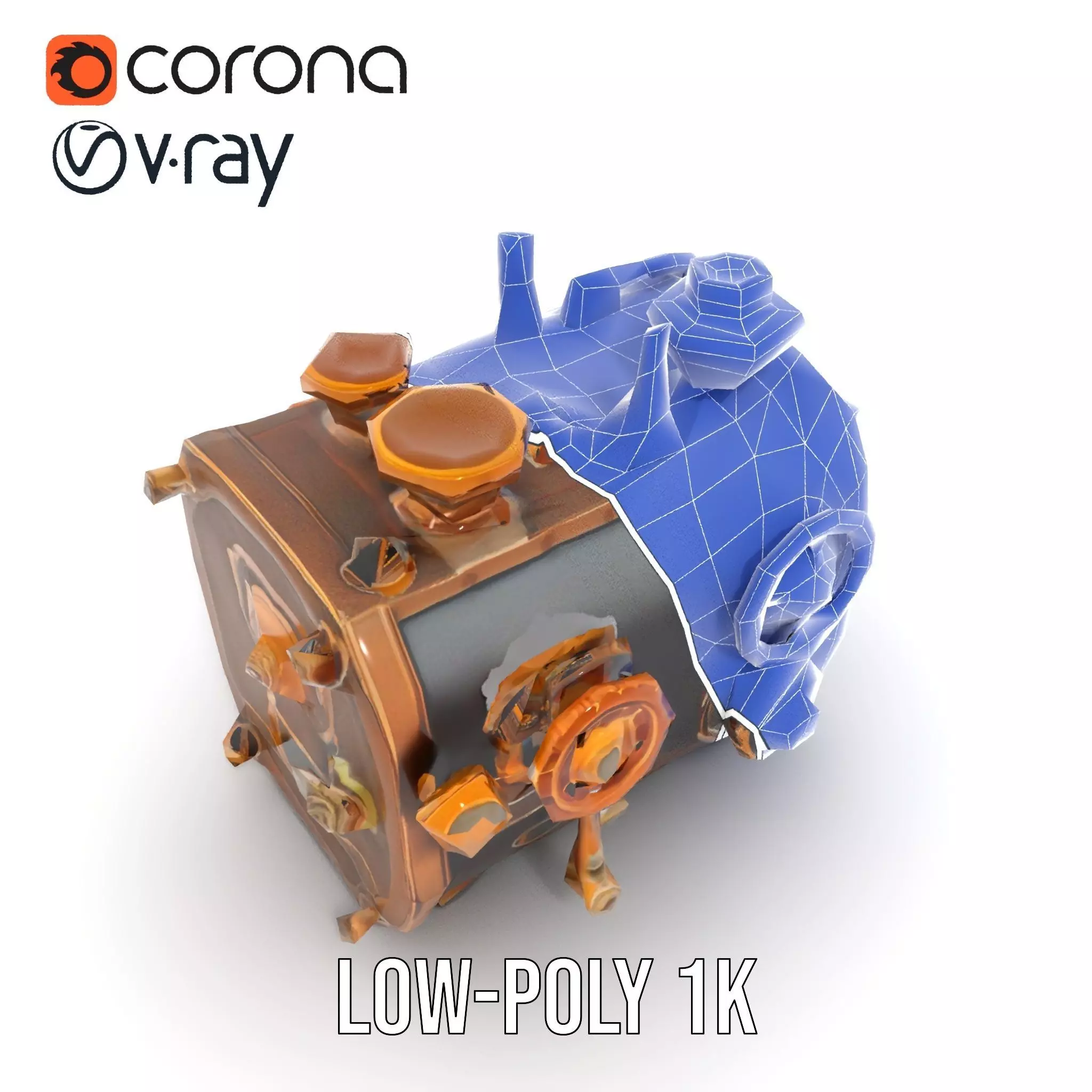 Bronze Steampunk Engine model pack Low-poly 3D model_31