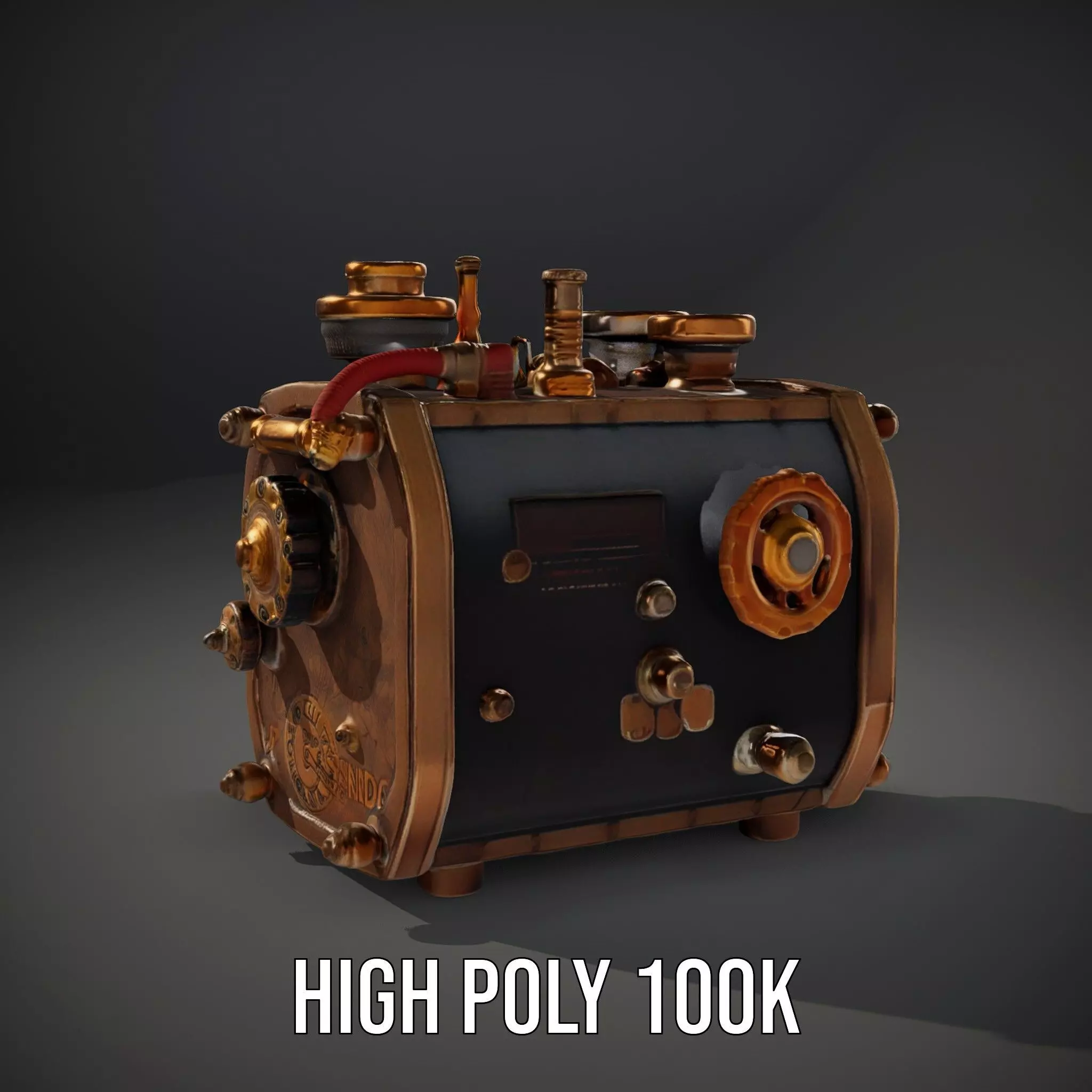 Bronze Steampunk Engine model pack Low-poly 3D model_10