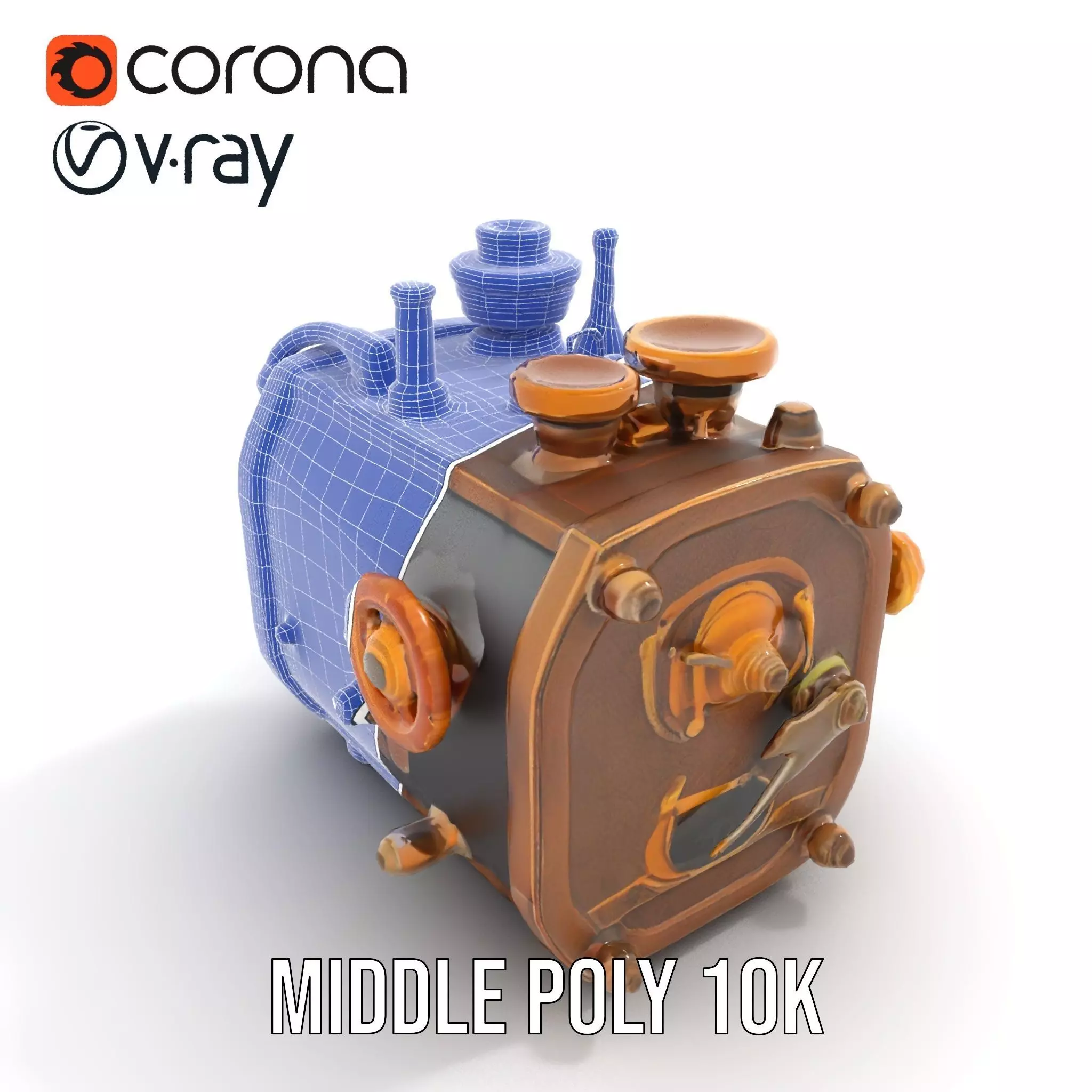 Bronze Steampunk Engine model pack Low-poly 3D model_27