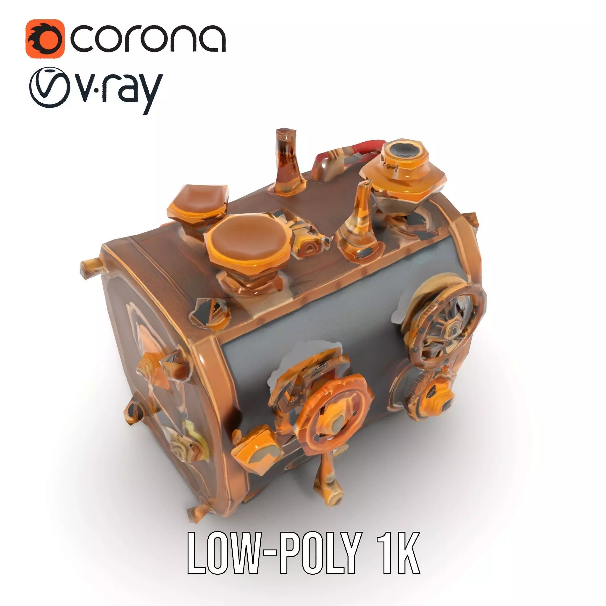 Bronze Steampunk Engine model pack Low-poly 3D model_22