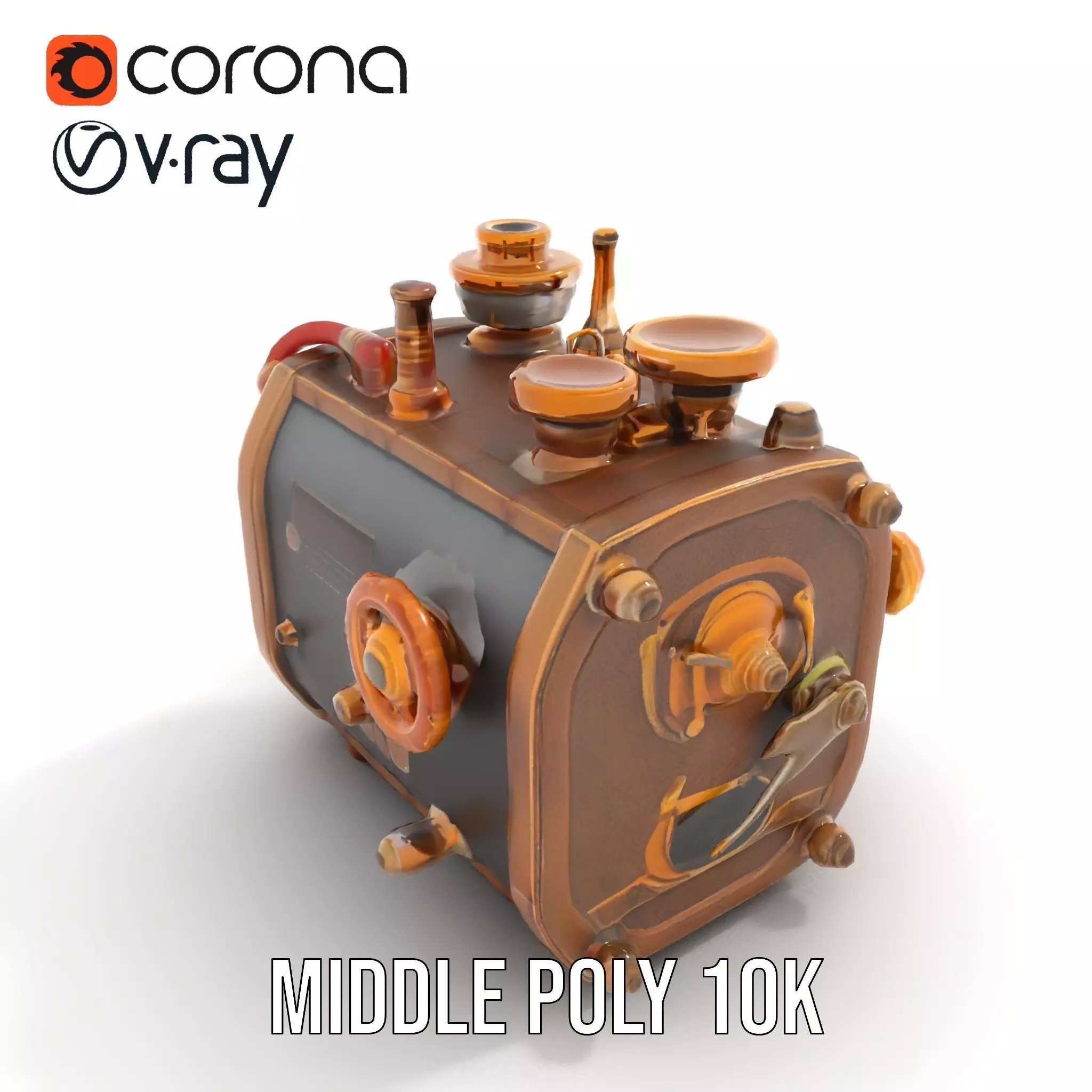 Bronze Steampunk Engine model pack Low-poly 3D model_5