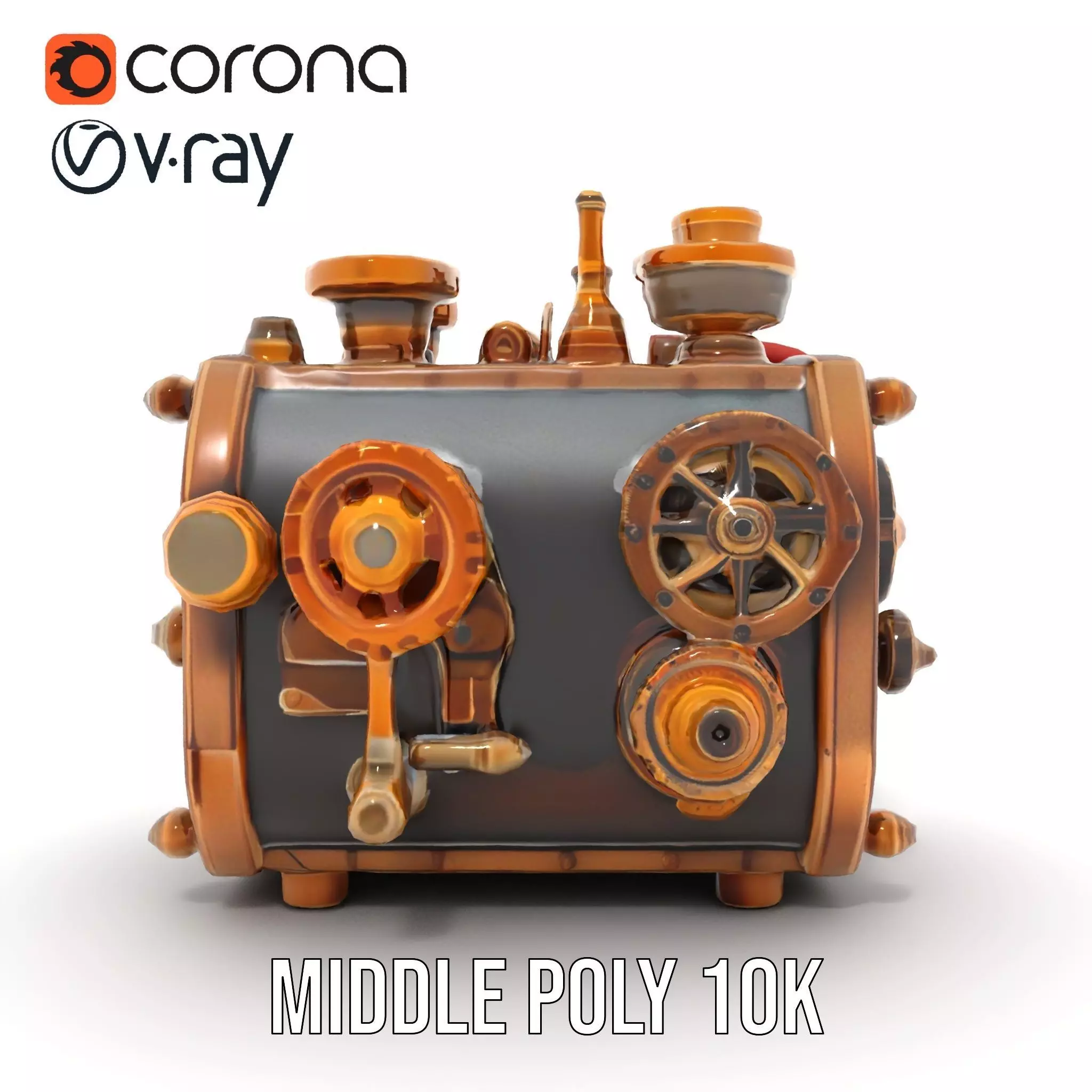 Bronze Steampunk Engine model pack Low-poly 3D model_13