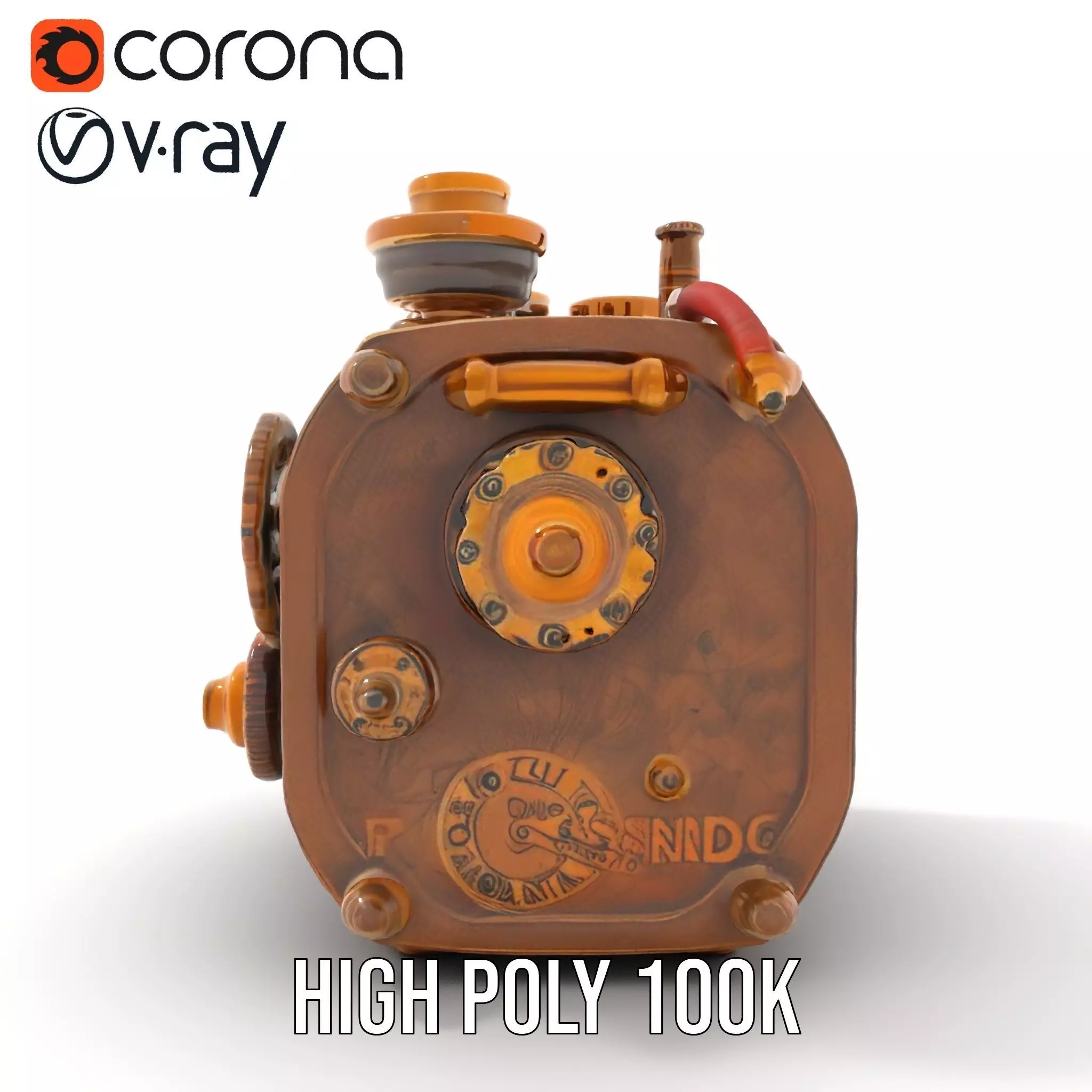 Bronze Steampunk Engine model pack Low-poly 3D model_20