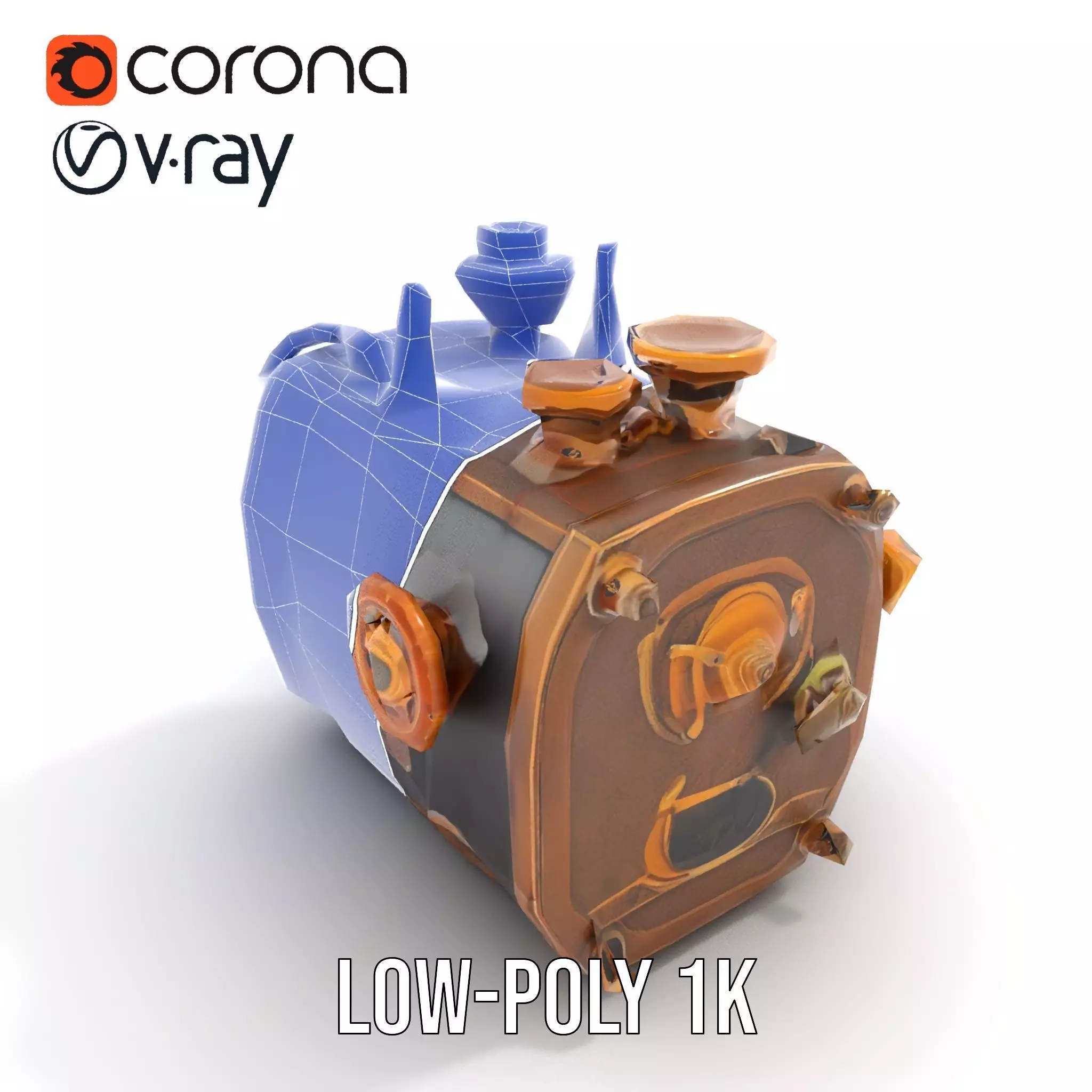 Bronze Steampunk Engine model pack Low-poly 3D model_12
