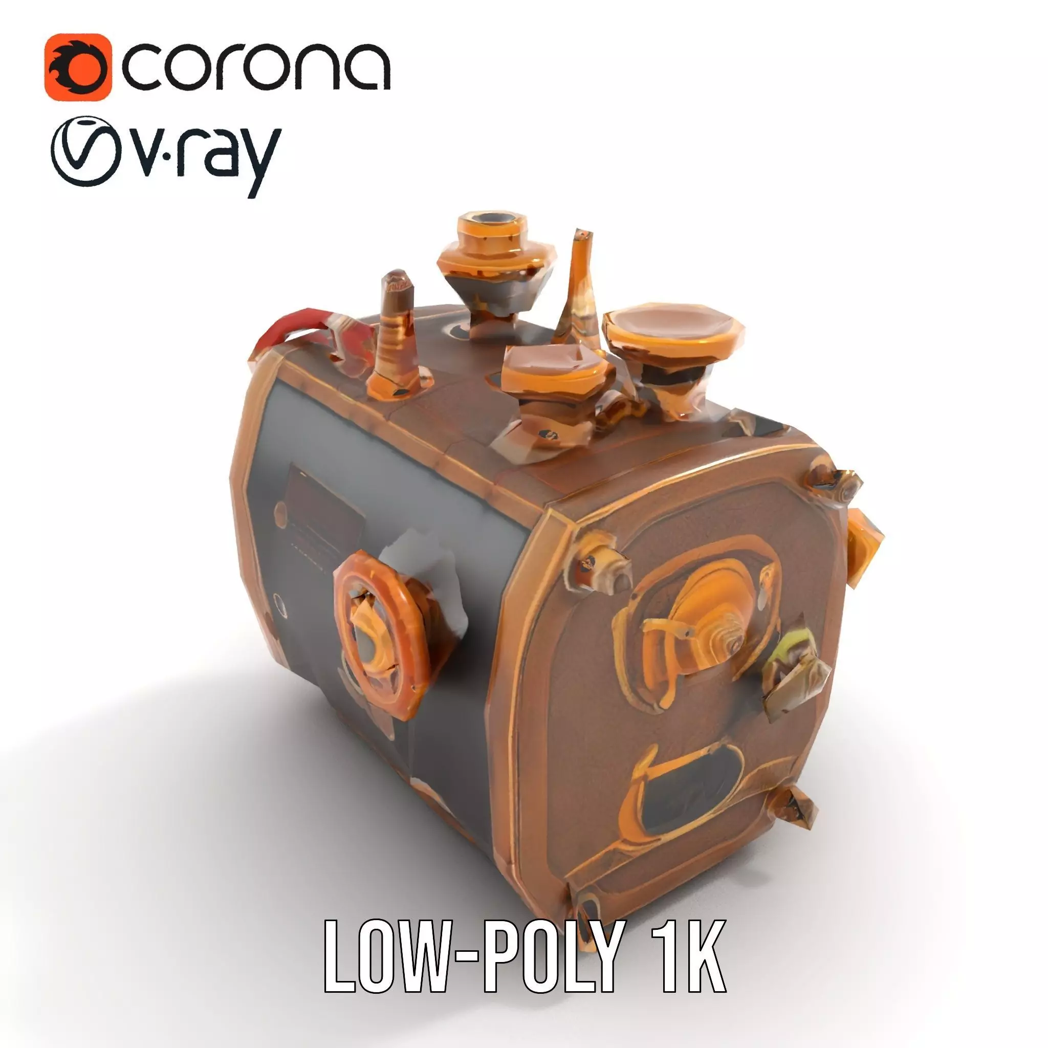 Bronze Steampunk Engine model pack Low-poly 3D model_7