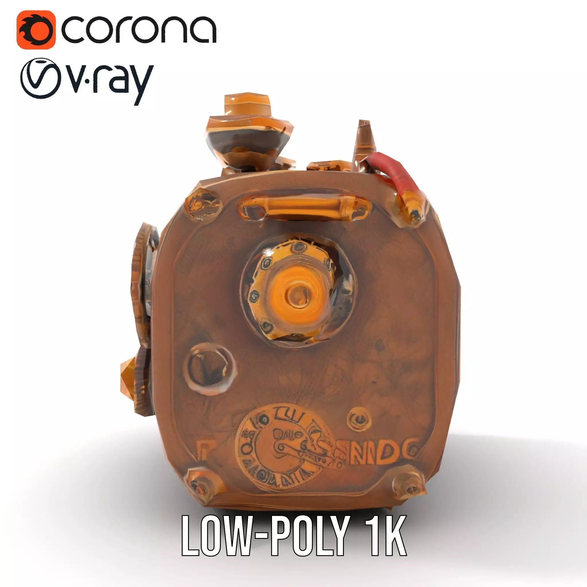 Bronze Steampunk Engine model pack Low-poly 3D model_19