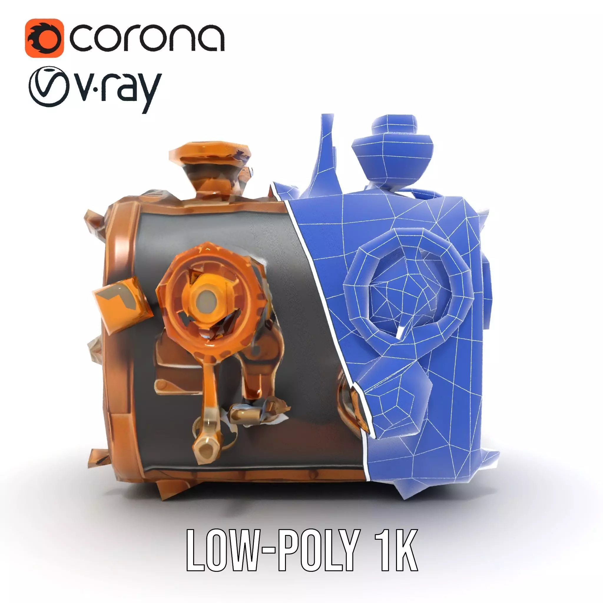 Bronze Steampunk Engine model pack Low-poly 3D model_14