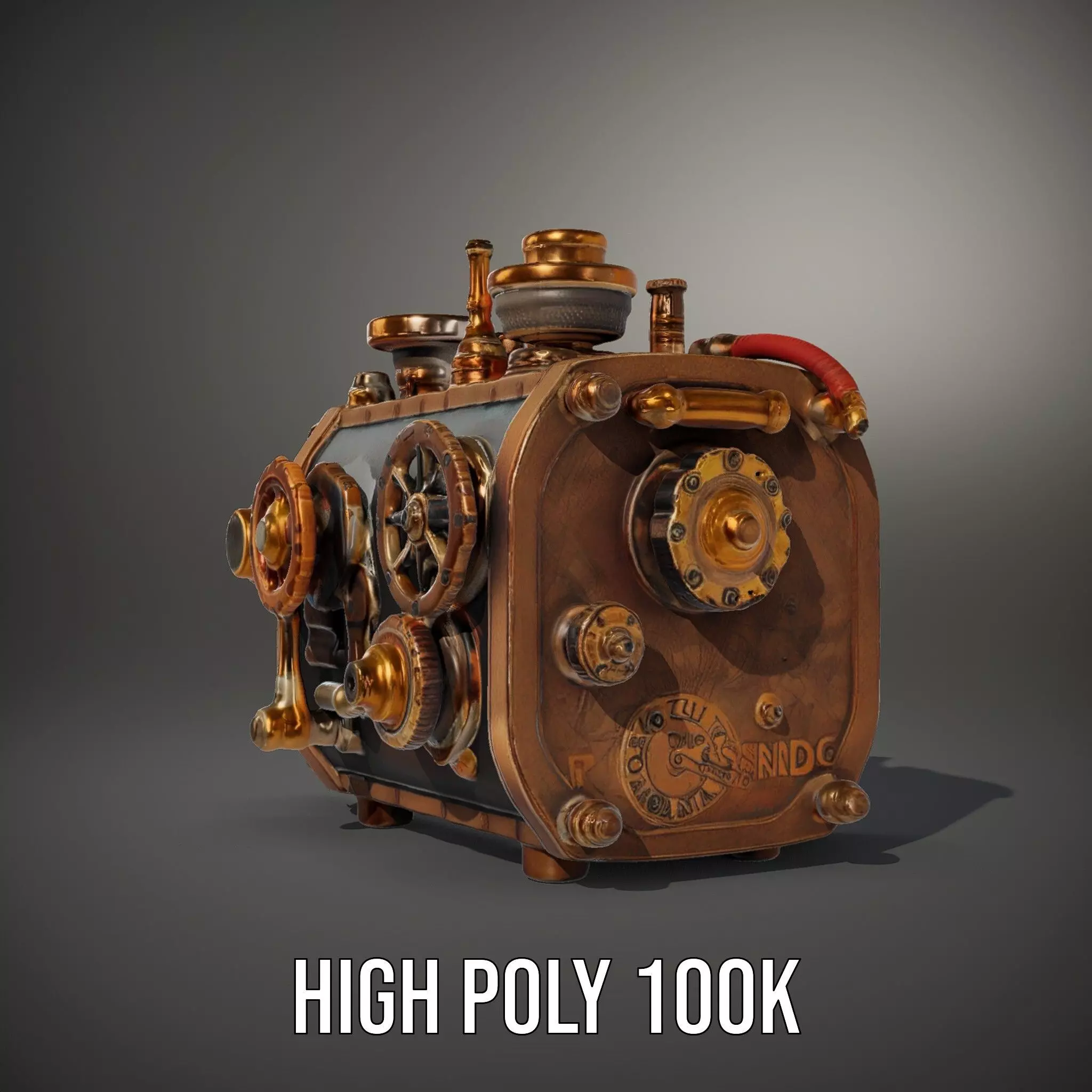 Bronze Steampunk Engine model pack Low-poly 3D model_8