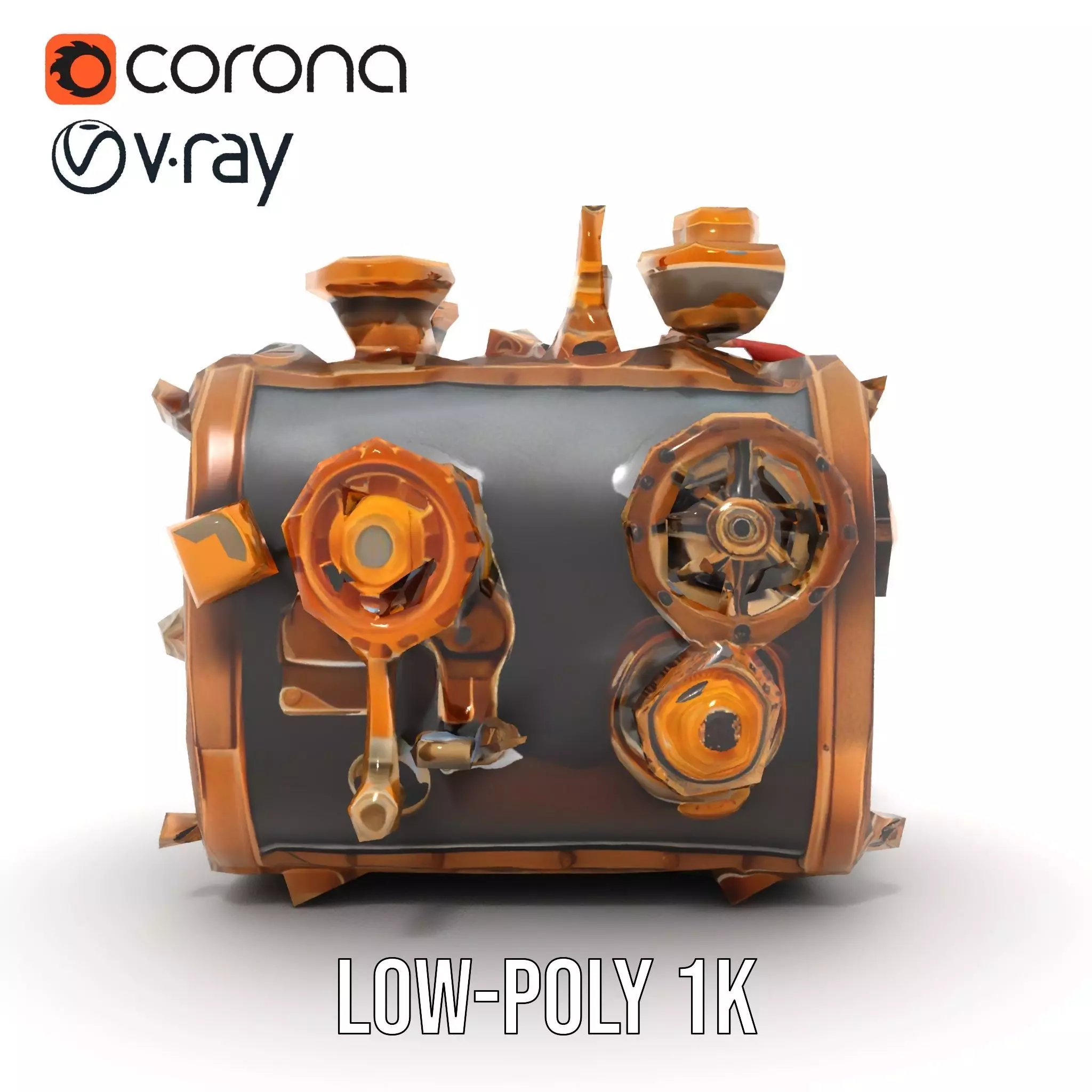 Bronze Steampunk Engine model pack Low-poly 3D model_25