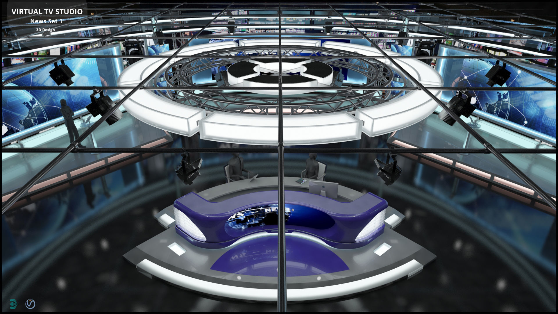 Virtual TV Studio News Set 1 3D model_44