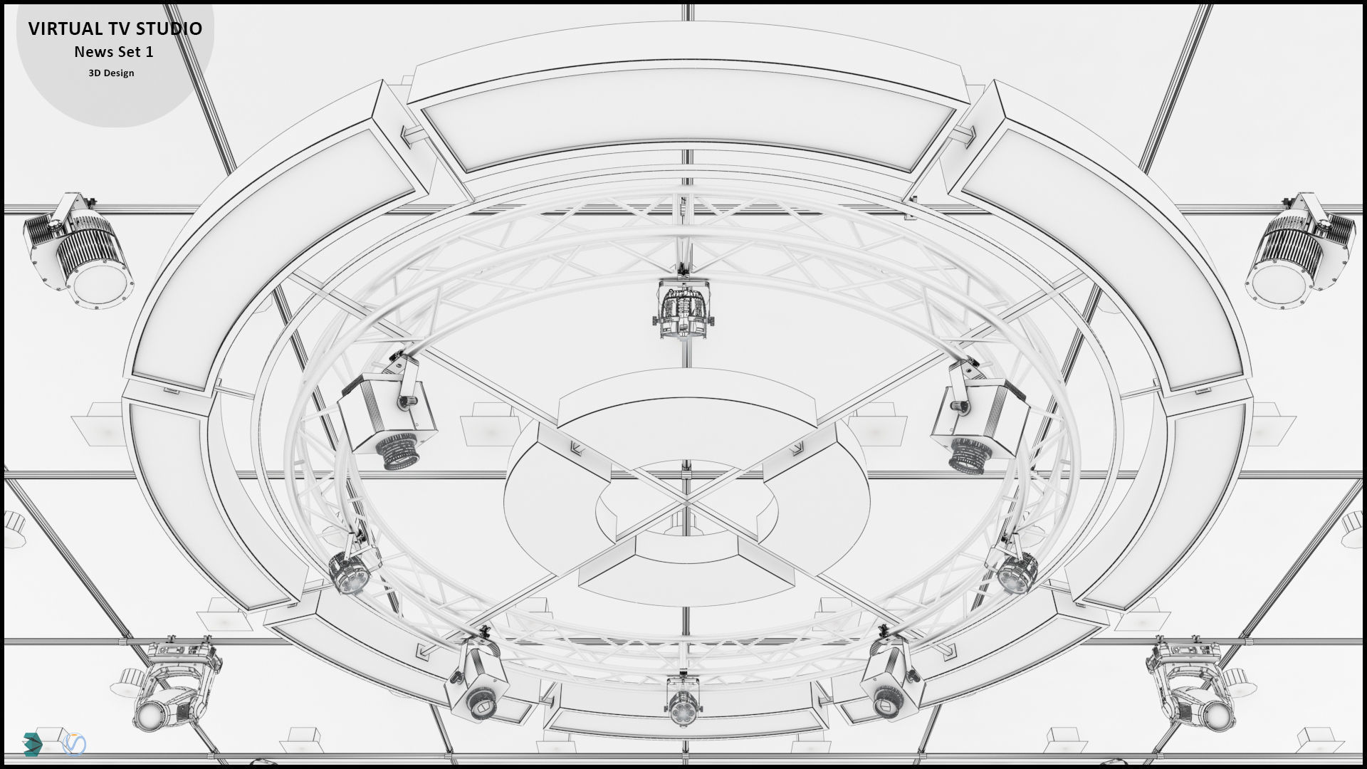 Virtual TV Studio News Set 1 3D model_49