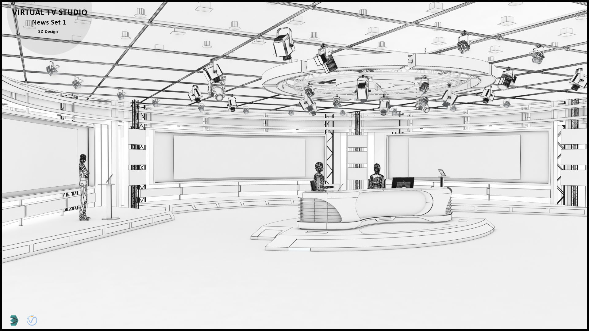 Virtual TV Studio News Set 1 3D model_21
