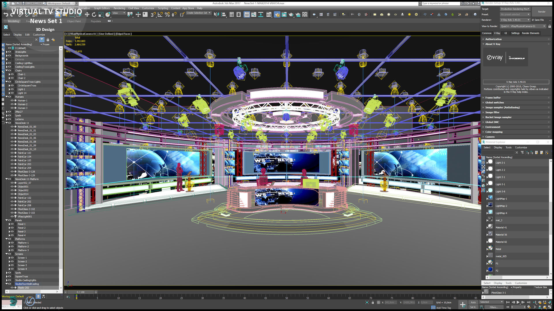 Virtual TV Studio News Set 1 3D model_15