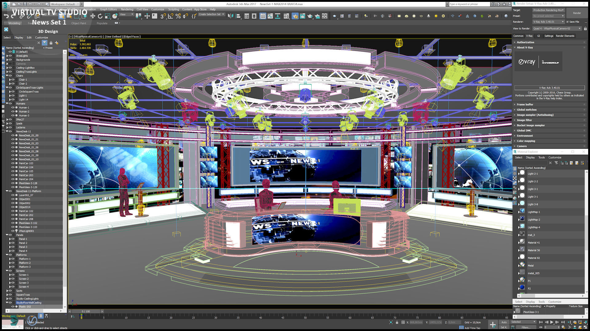 Virtual TV Studio News Set 1 3D model_16