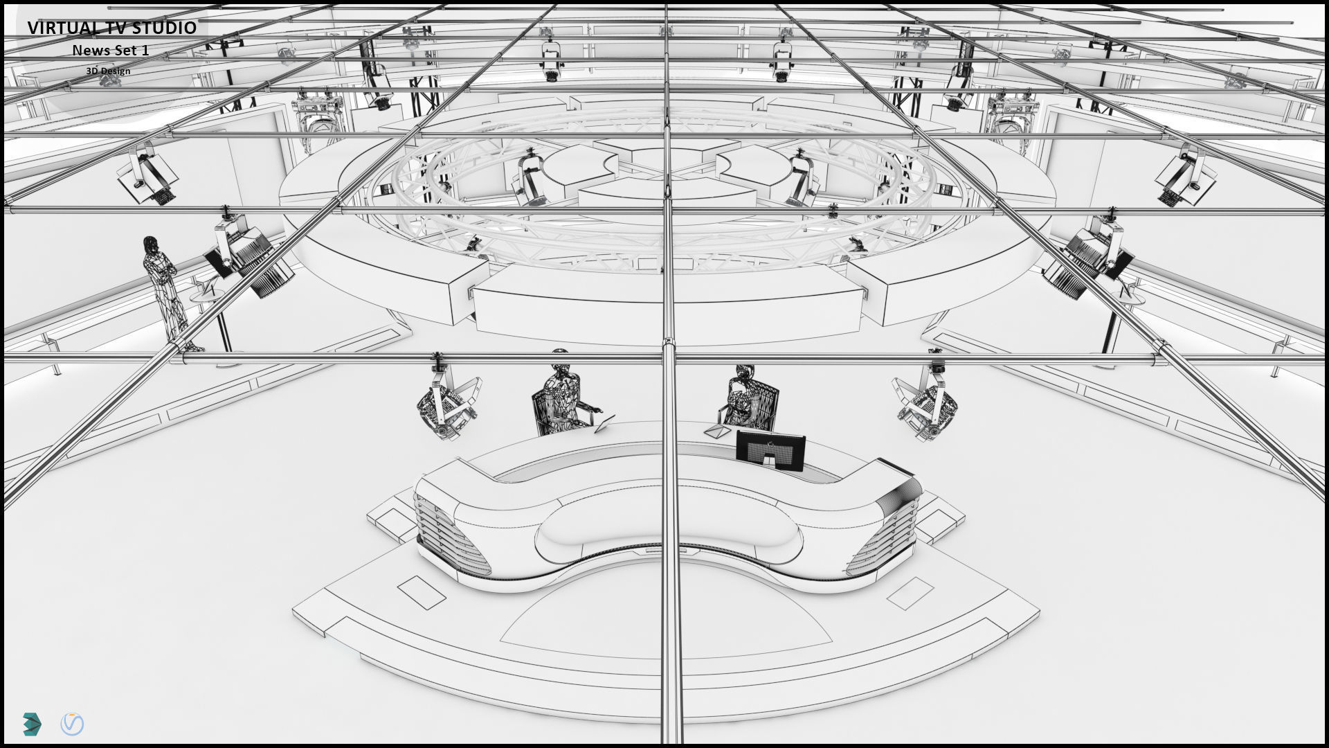 Virtual TV Studio News Set 1 3D model_45