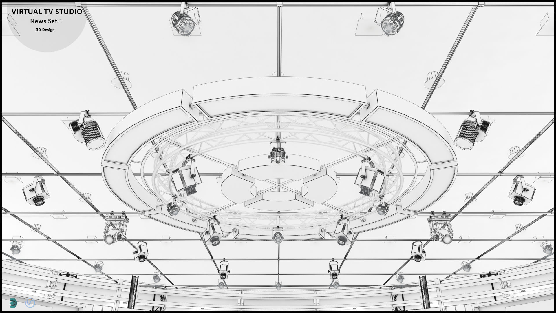 Virtual TV Studio News Set 1 3D model_47