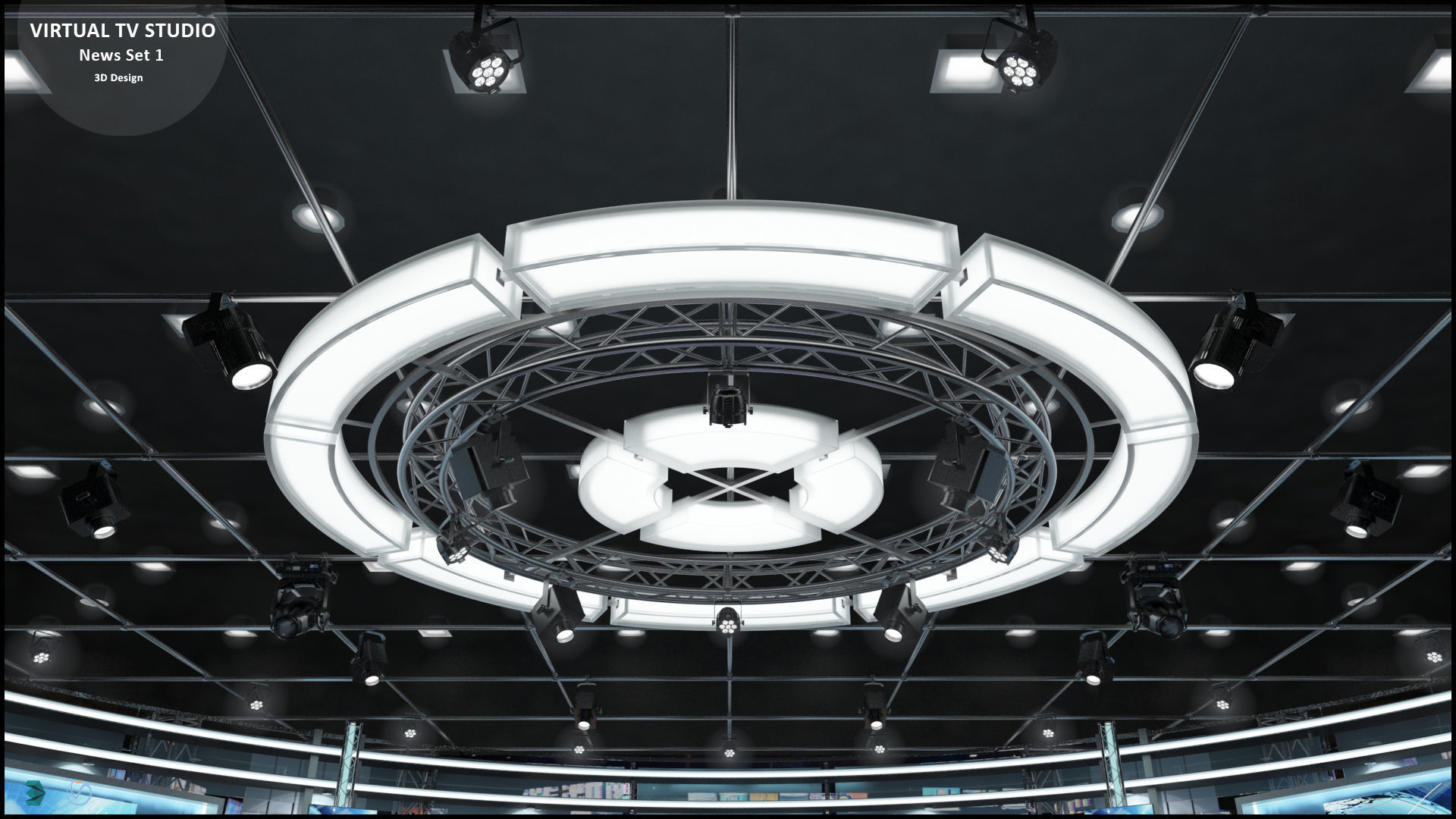 Virtual TV Studio News Set 1 3D model_46