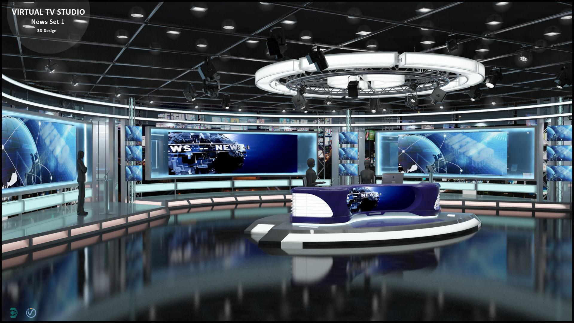 Virtual TV Studio News Set 1 3D model_20