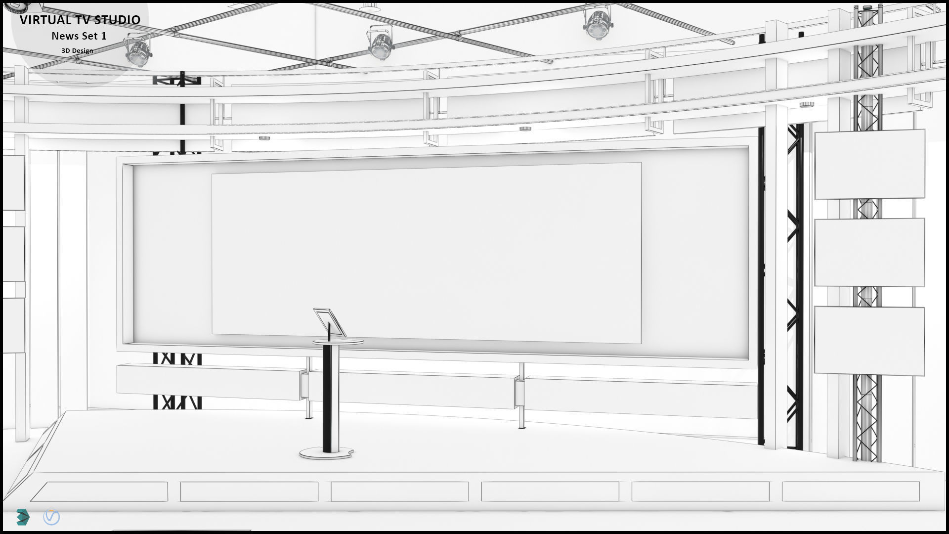 Virtual TV Studio News Set 1 3D model_31