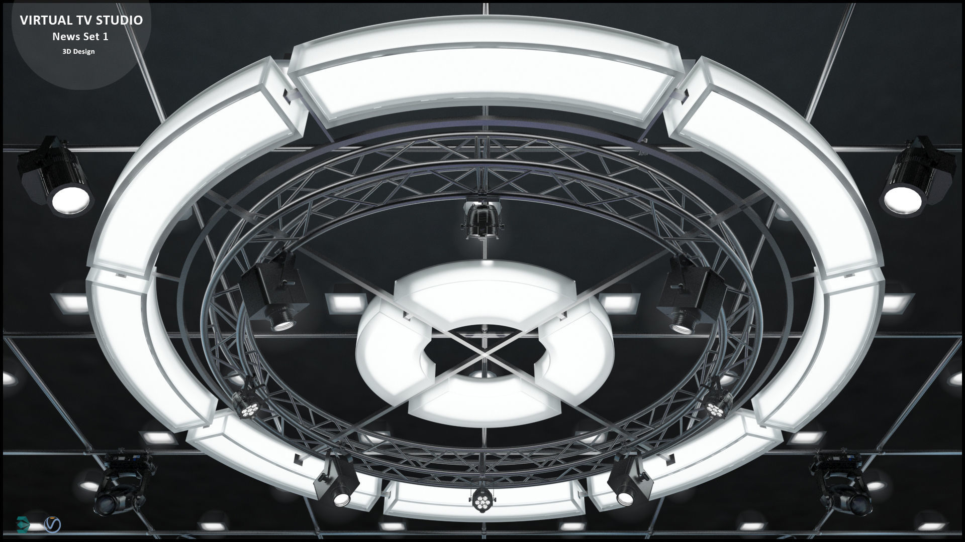 Virtual TV Studio News Set 1 3D model_48