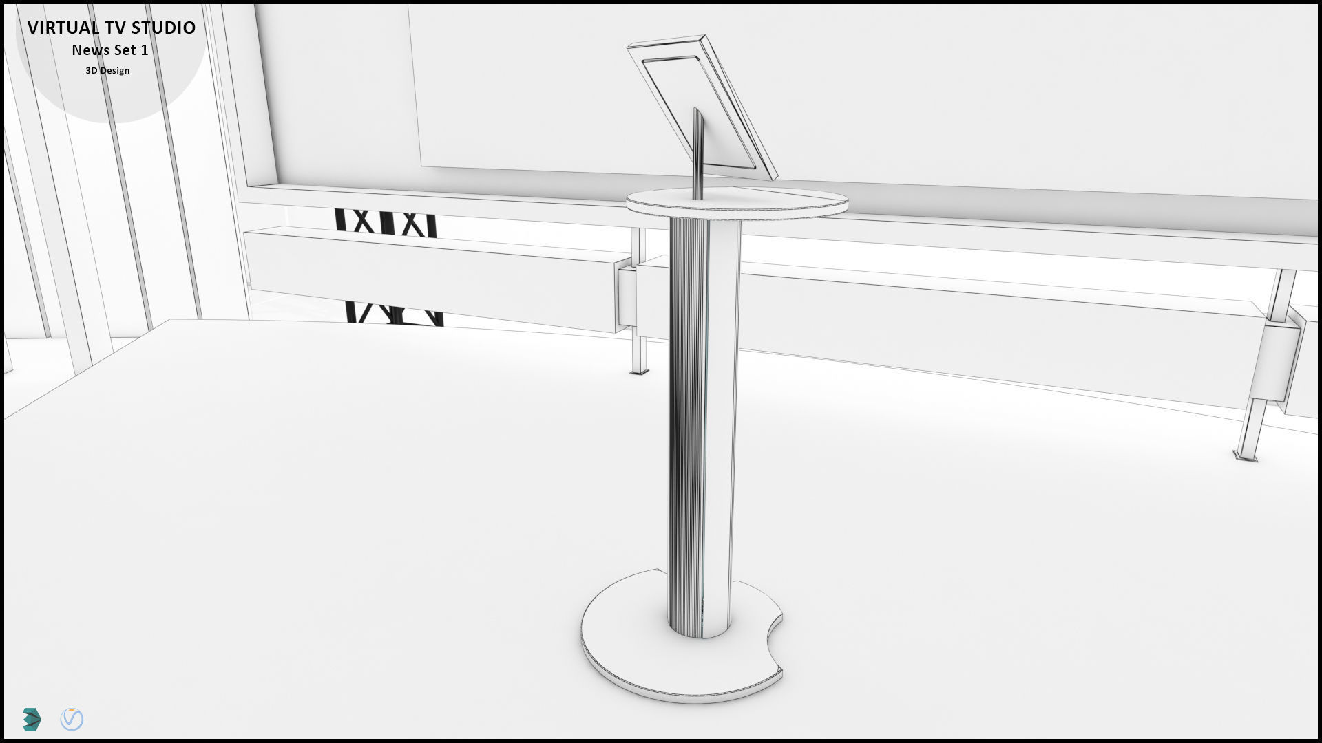 Virtual TV Studio News Set 1 3D model_43