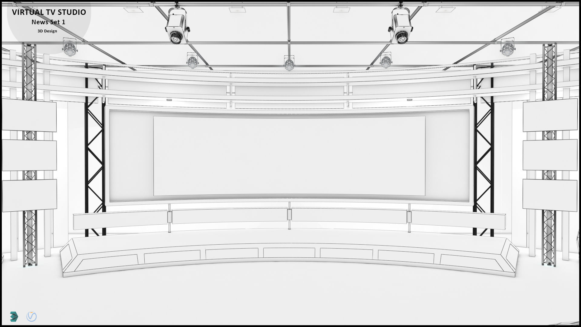 Virtual TV Studio News Set 1 3D model_33