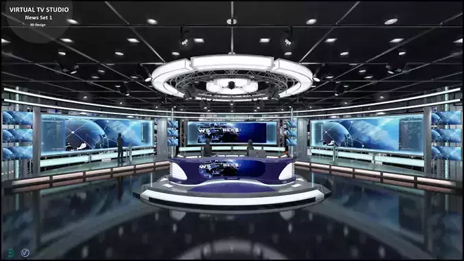 Virtual TV Studio News Set 1 3D model