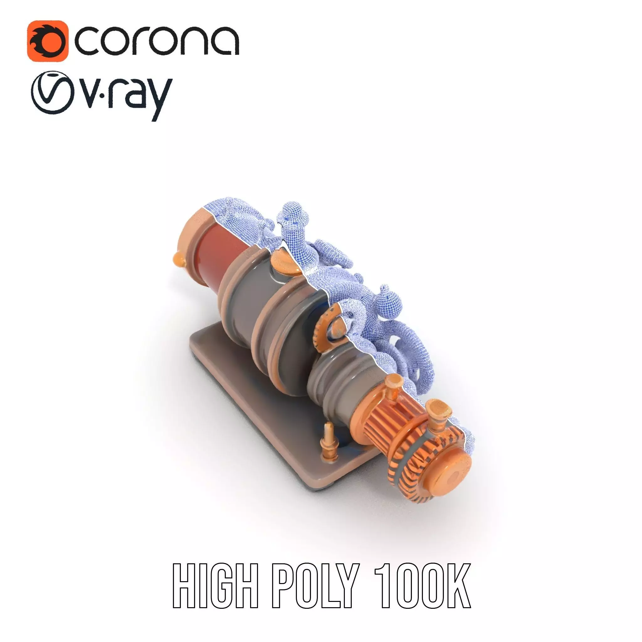 Steampunk Engine model pack Low-poly 3D model_32