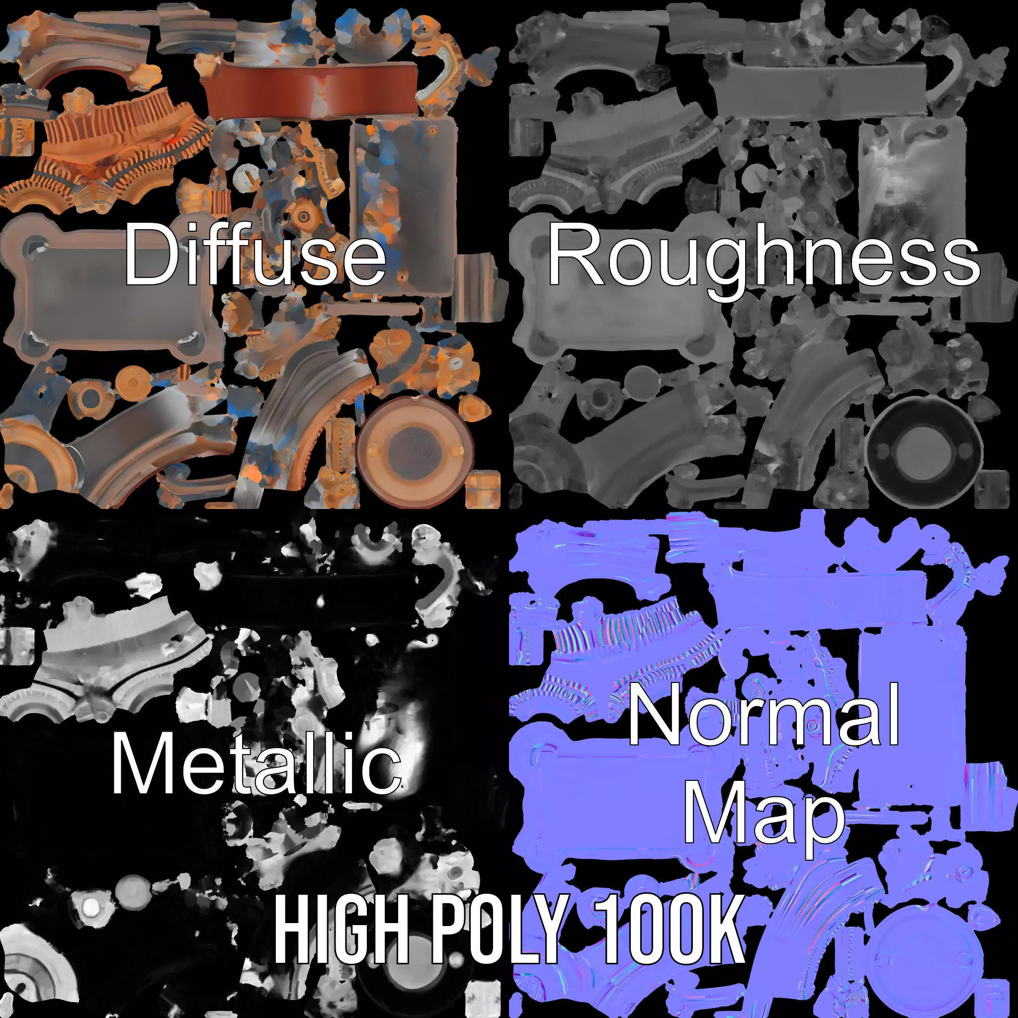 Steampunk Engine model pack Low-poly 3D model_3