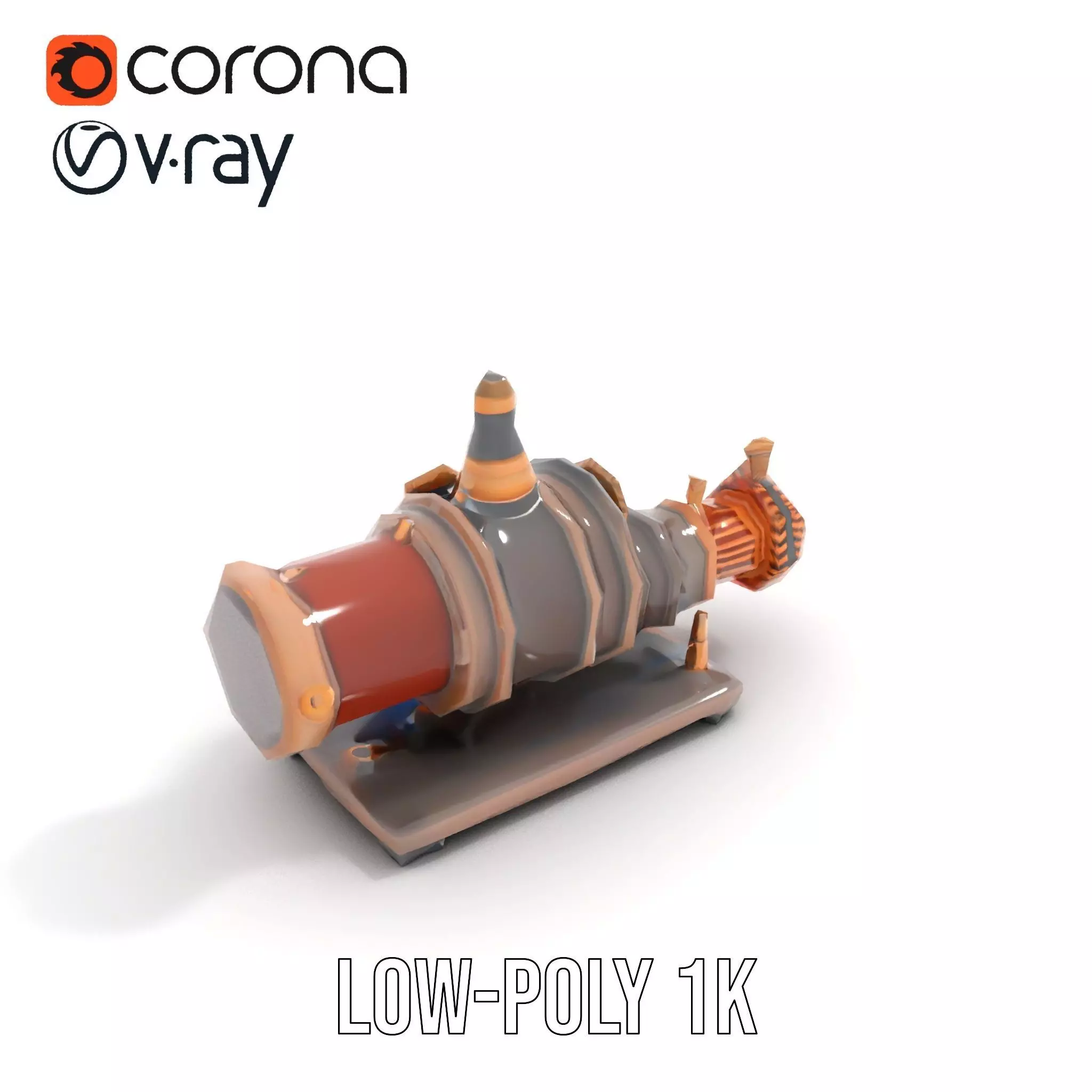 Steampunk Engine model pack Low-poly 3D model_14